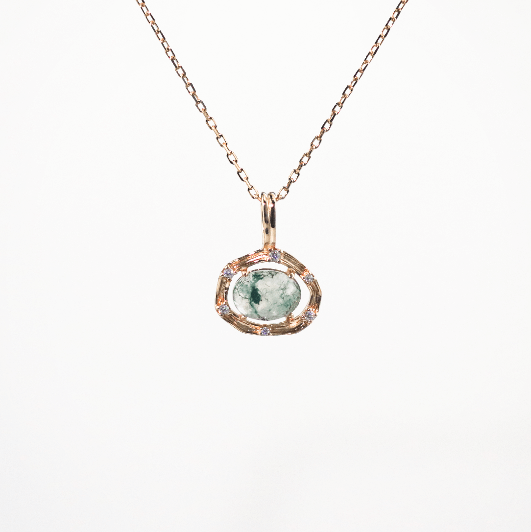 Meideya jewelry moss agate pendant necklace