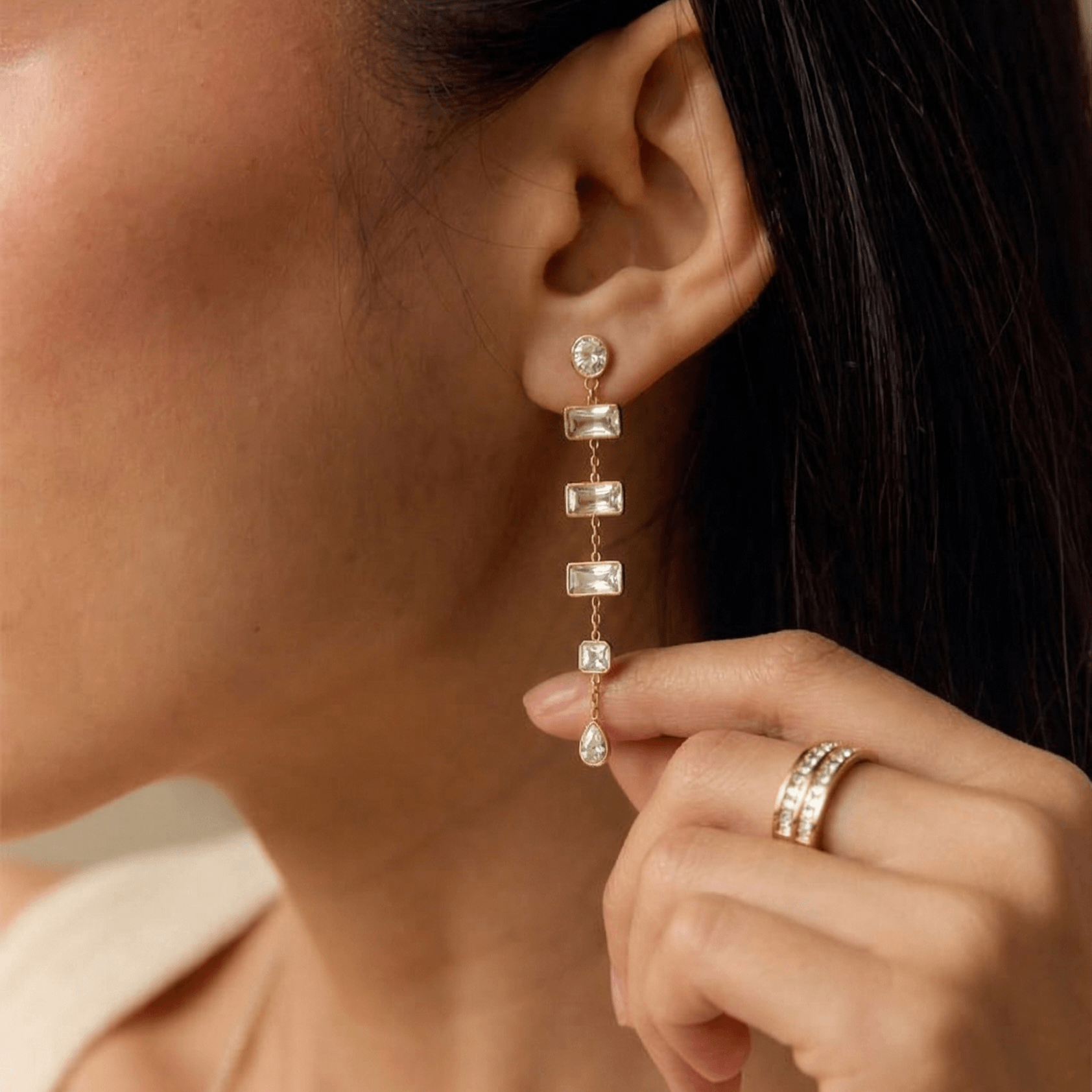 Multi-shape CZ Drop Earrings