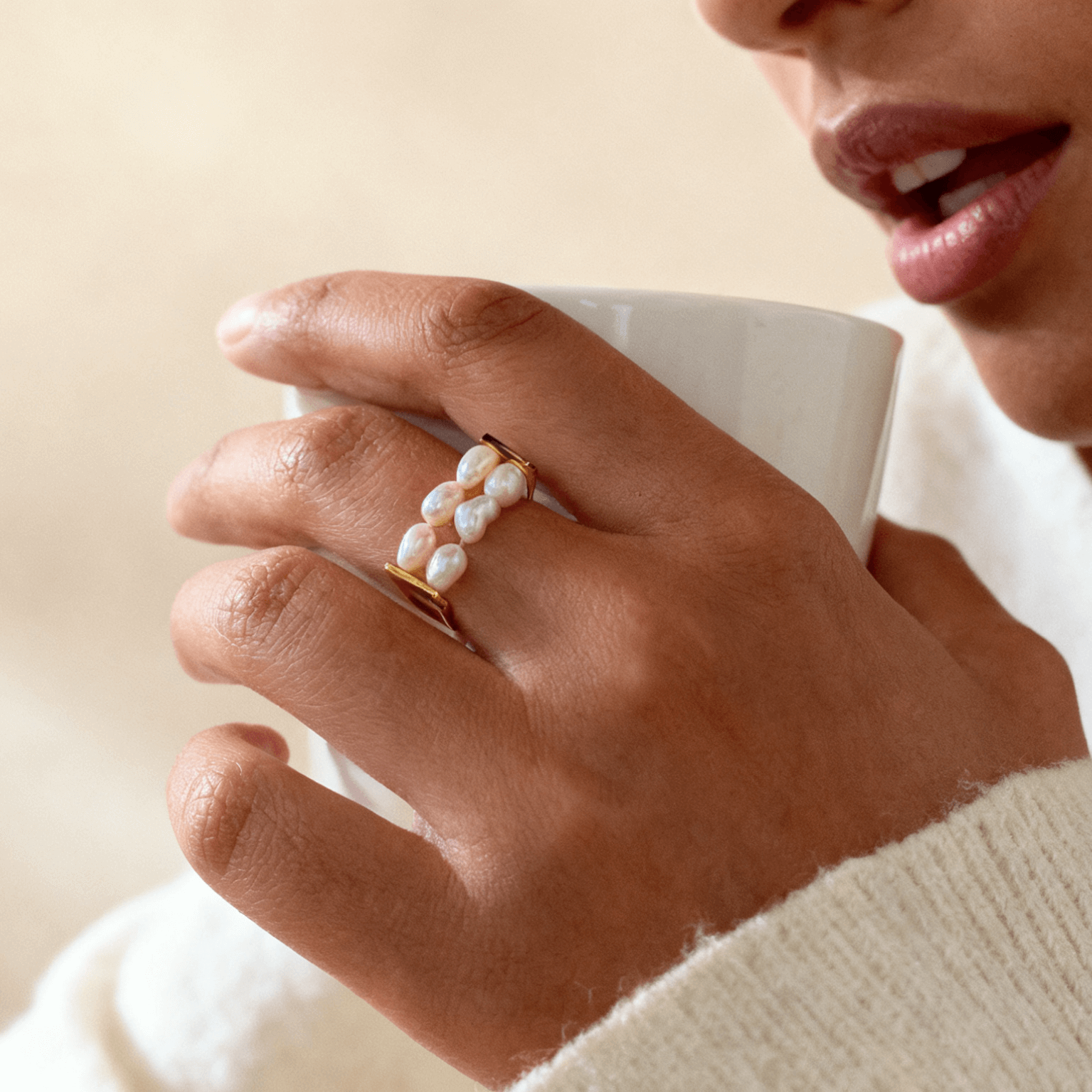 Pearl Ladder Ring