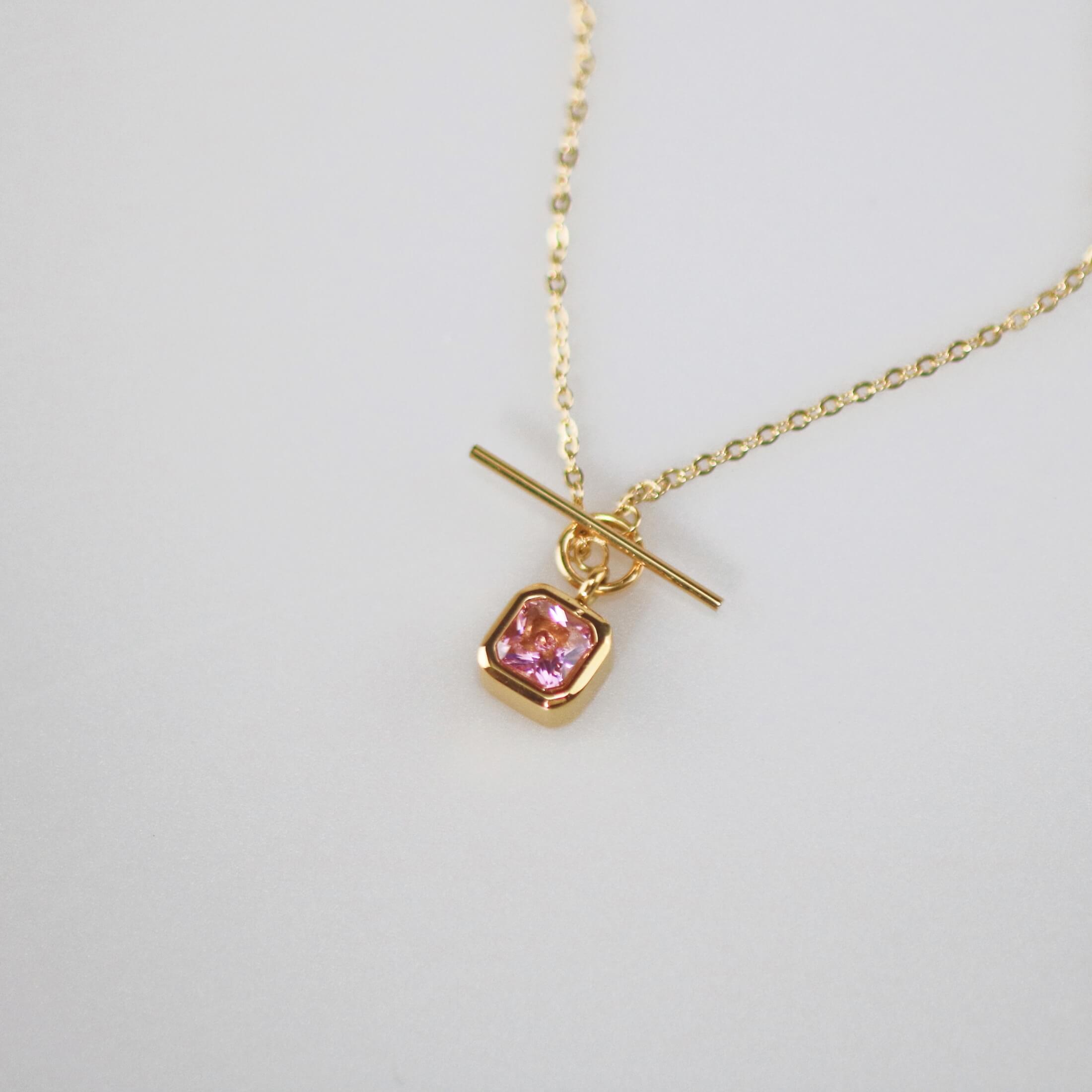 Pink Gemstone Toggle Necklace