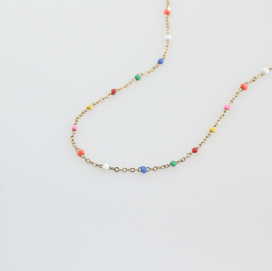 Rainbow-bead Chain Necklace