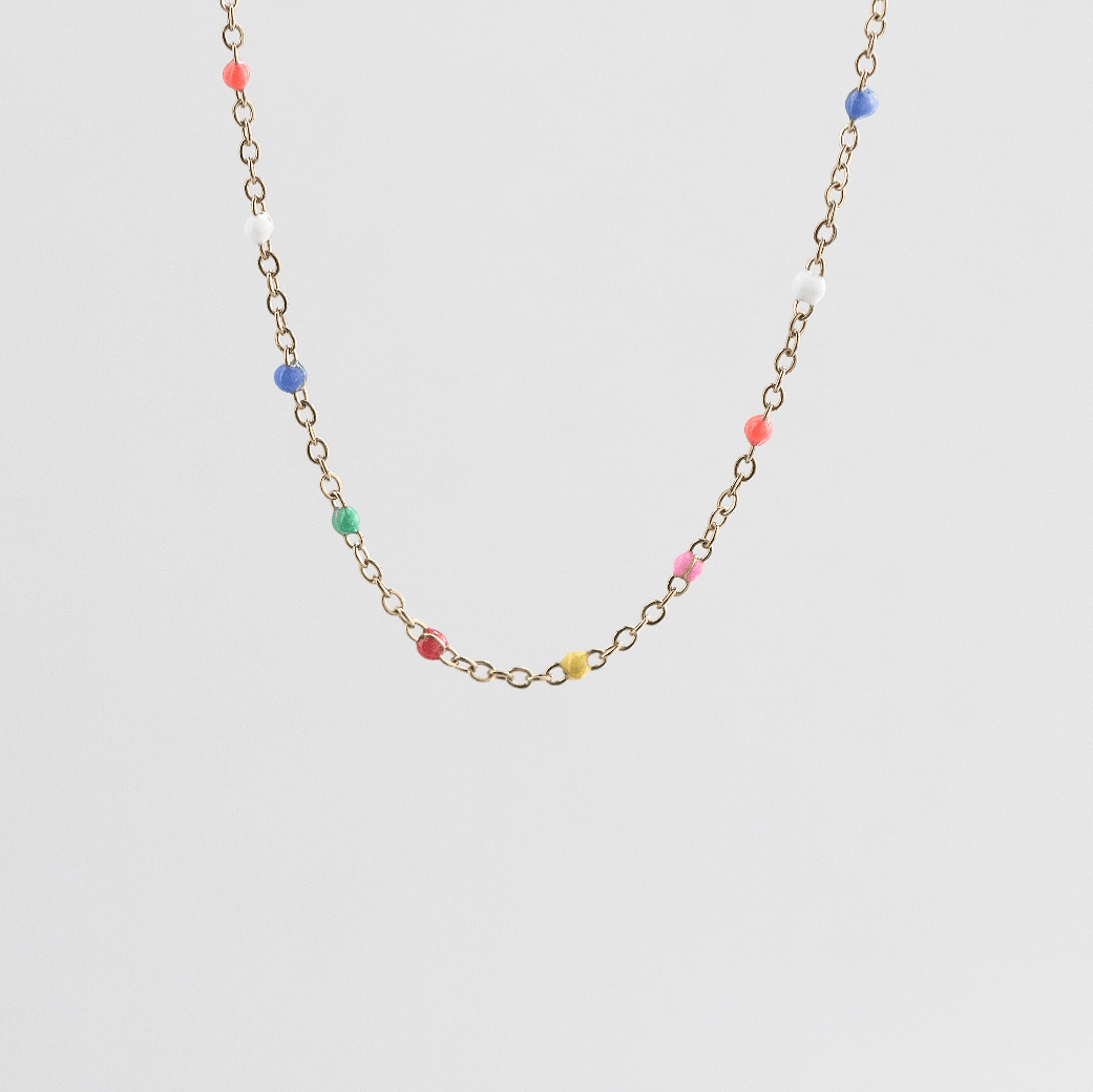 Rainbow Bead Chain Necklace