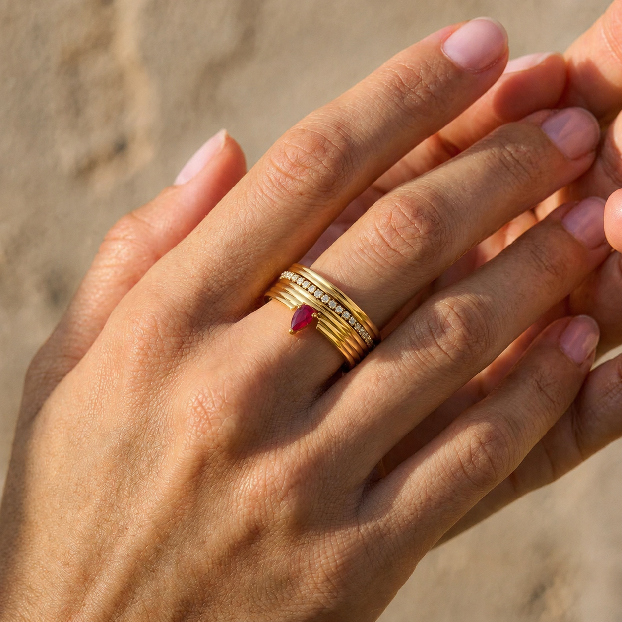 Ruby Cigar Band Ring 2