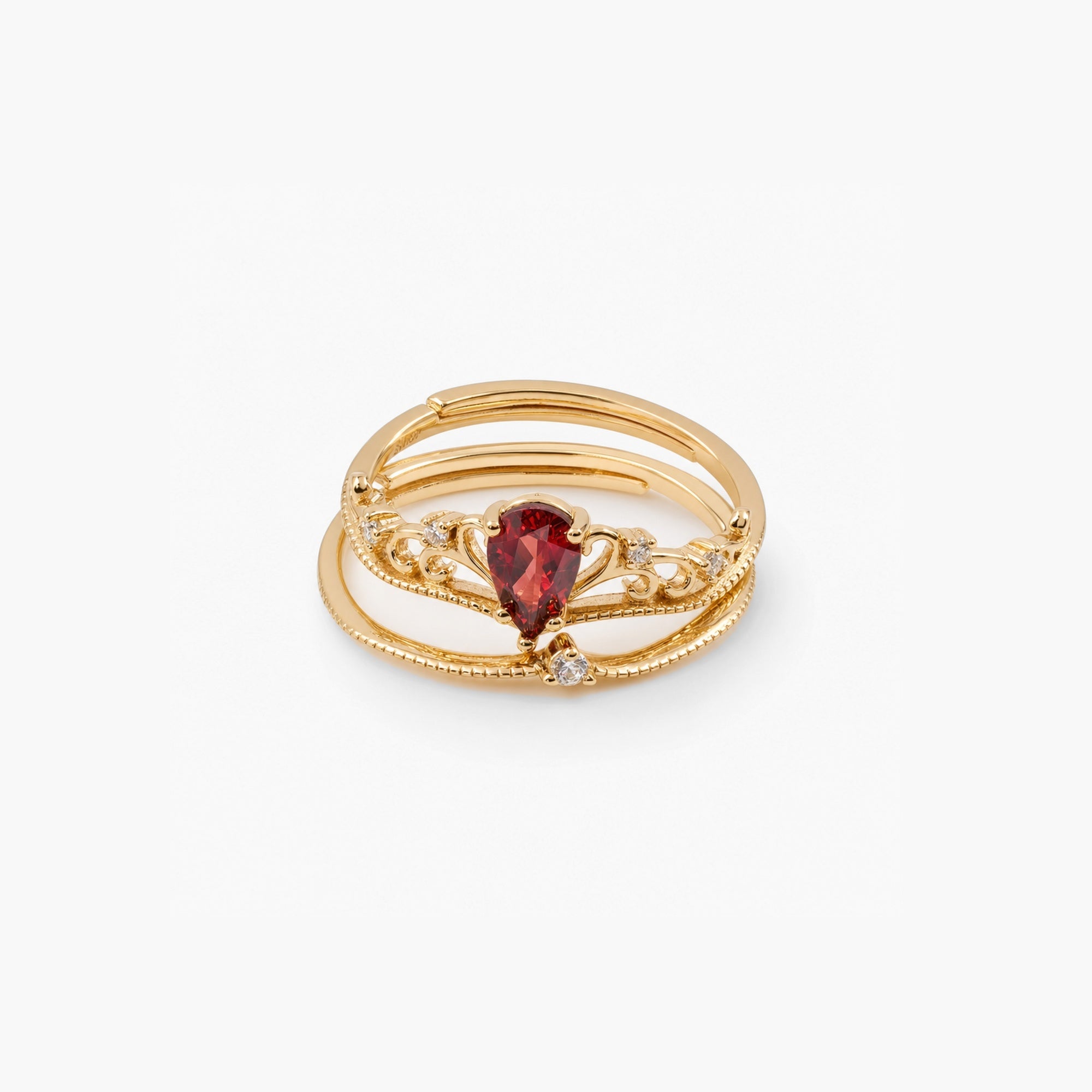 Ruby Crown Ring Set