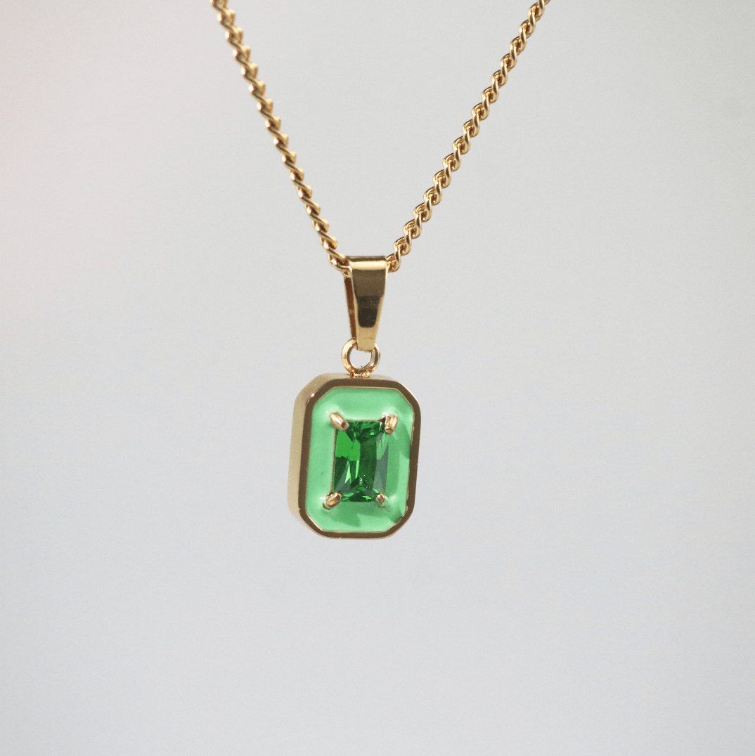 Verdant Square Pendant Necklace
