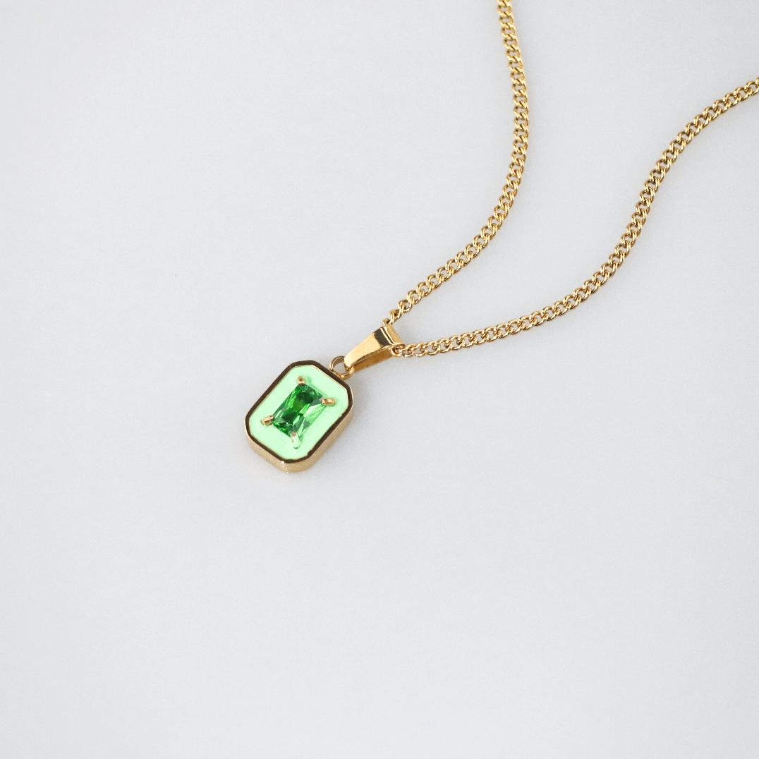 Verdant Square Pendant Necklace