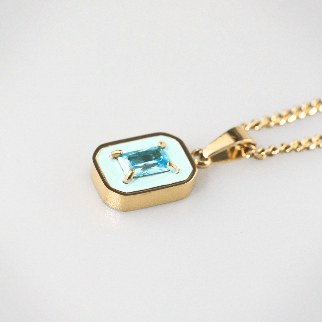 Azure Square Pendant Necklace