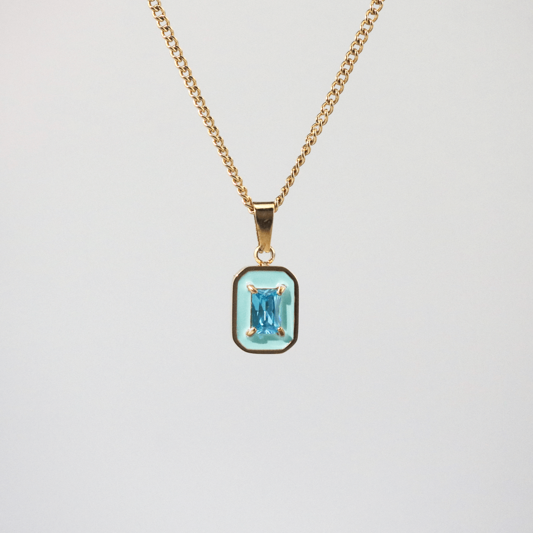 Azure Square Pendant Necklace