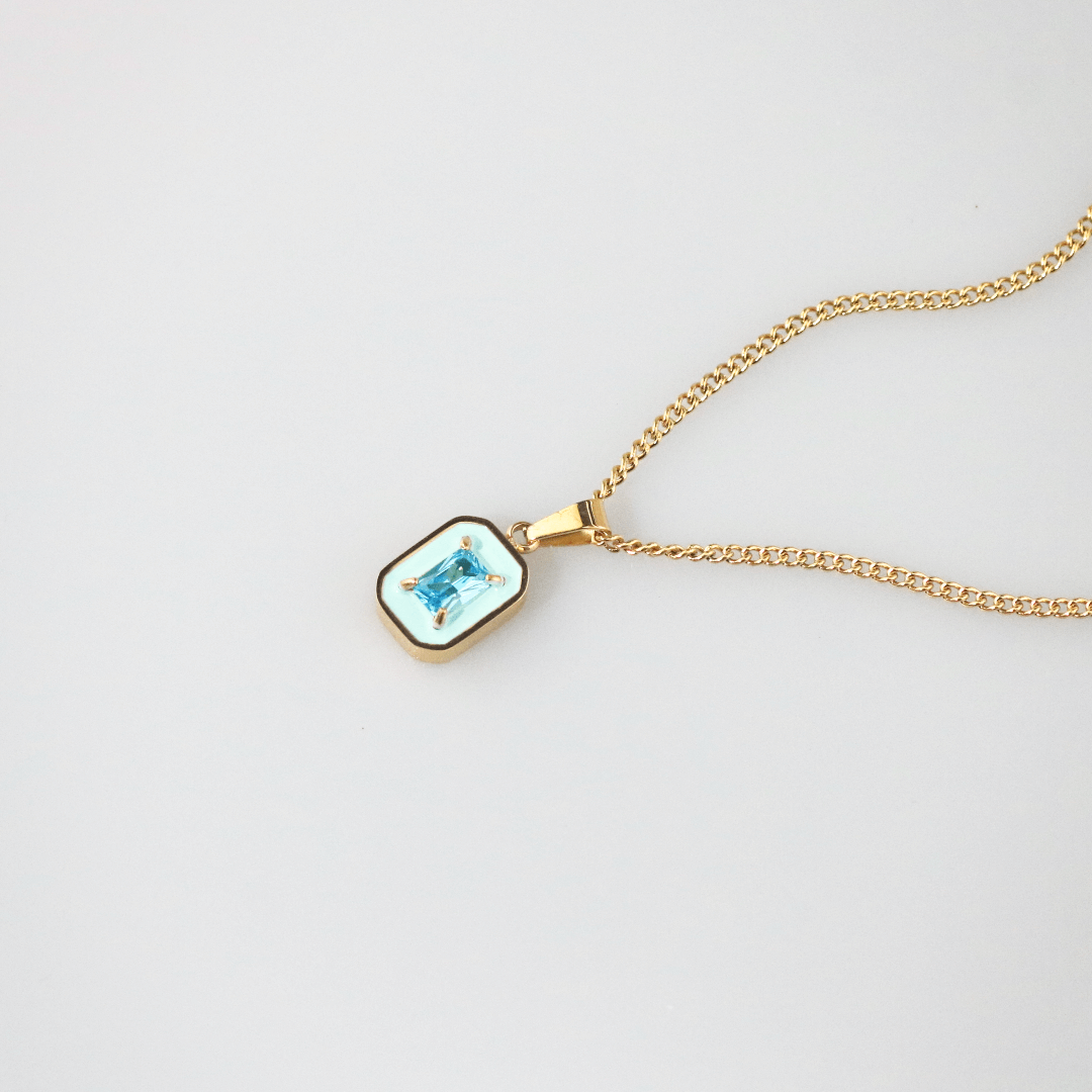 Azure Square Pendant Necklace