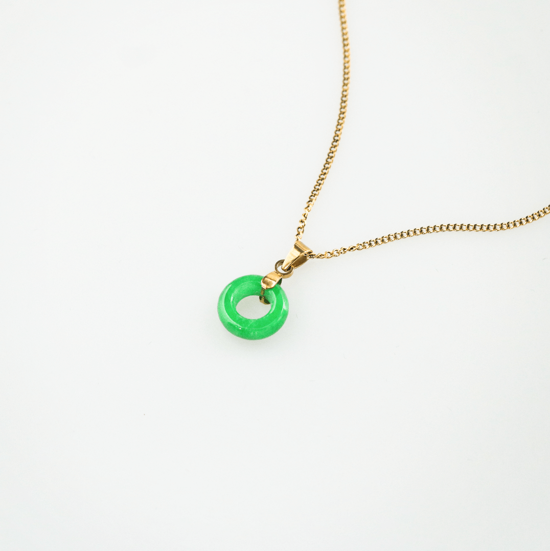 Green Jade Donut Necklace