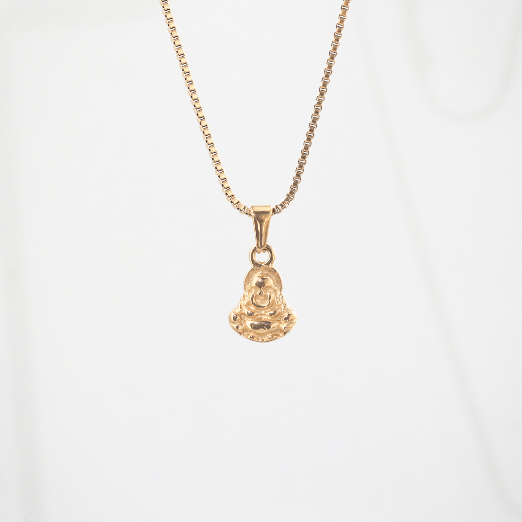 Gold Laughing Buddha Pendant Necklace