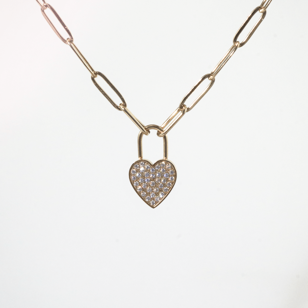 Pave Heartlock Necklace