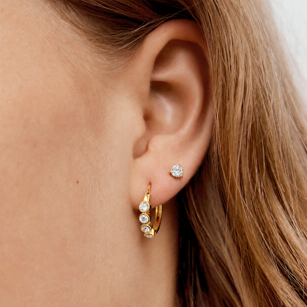 Sloane Bezel Huggie Earrings