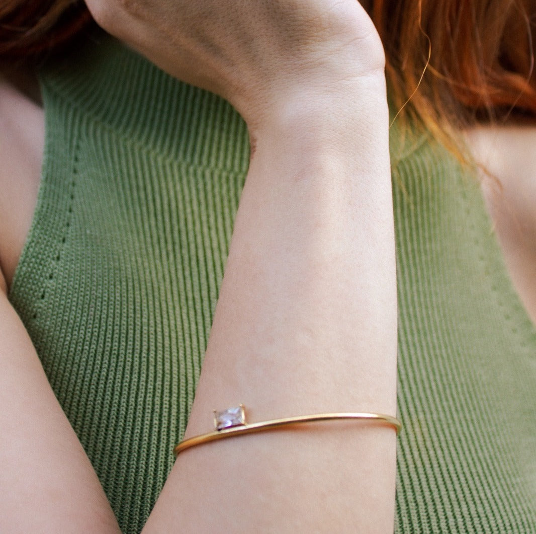 Meideya Jewelry Square Rhinestone Cuff Bracelet