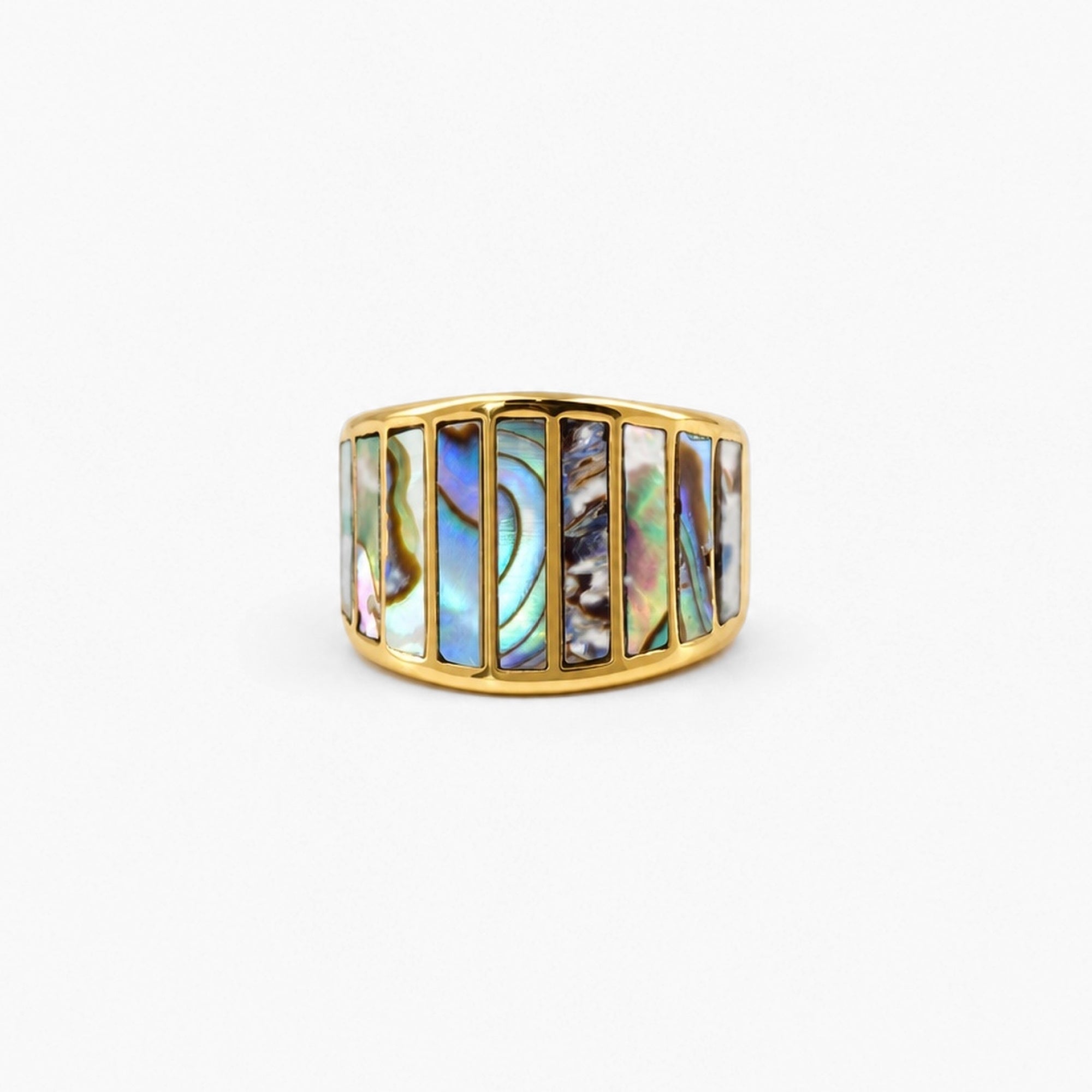 Striped Mother of Pearl Ring - Abalone