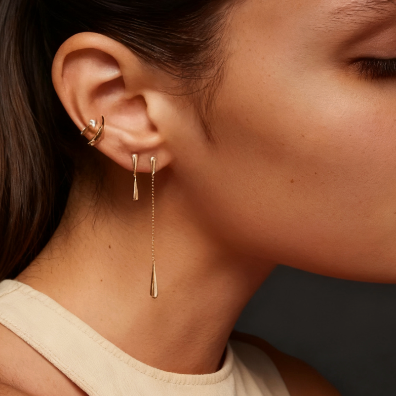 Teardrop dangle earrings set