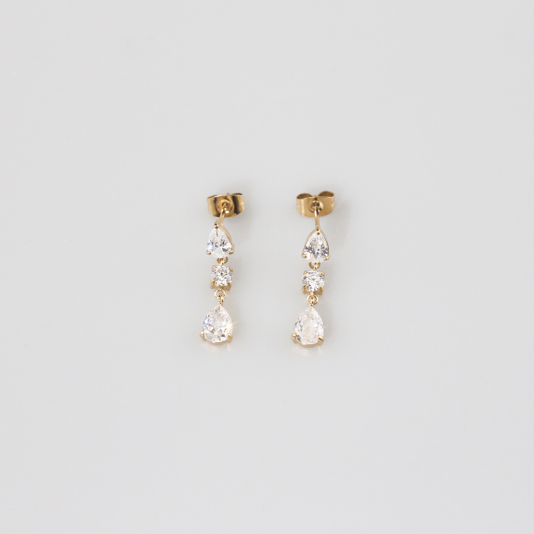 Triple CZ Drop-Earrings