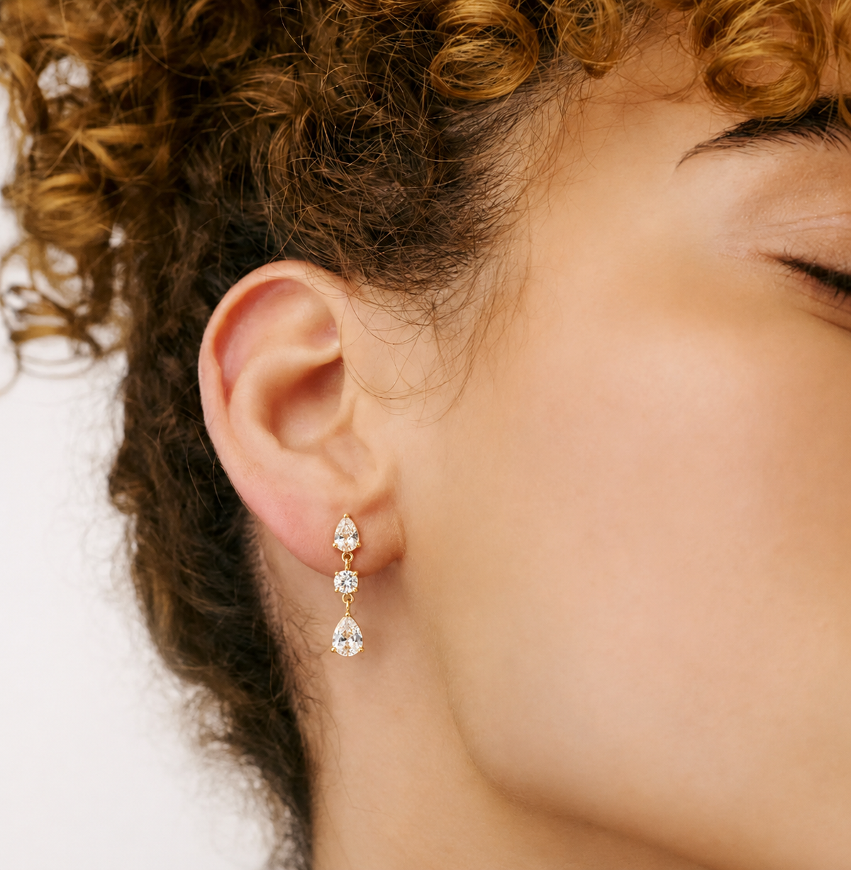 Triple CZ Drop Earrings