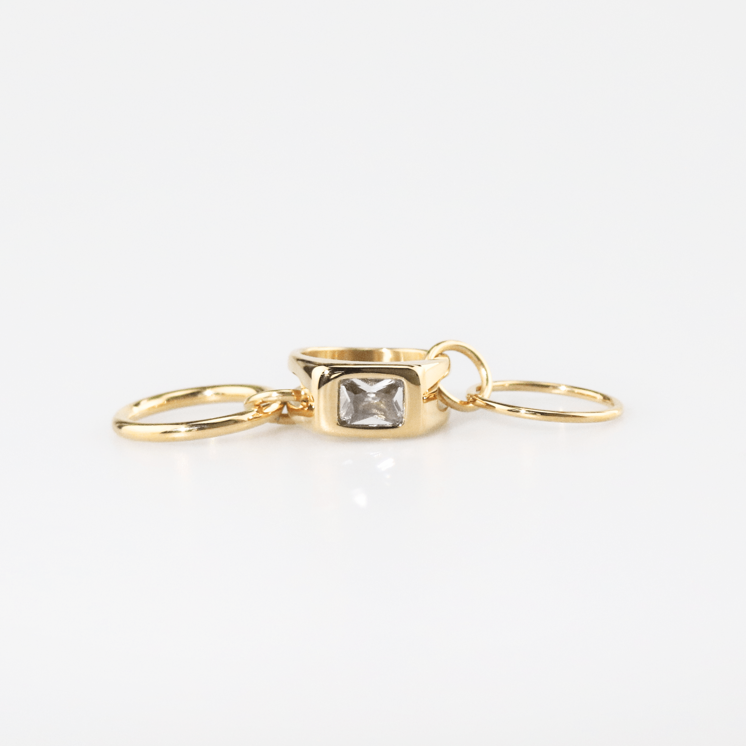 Triple Link Rectangle CZ-Ring