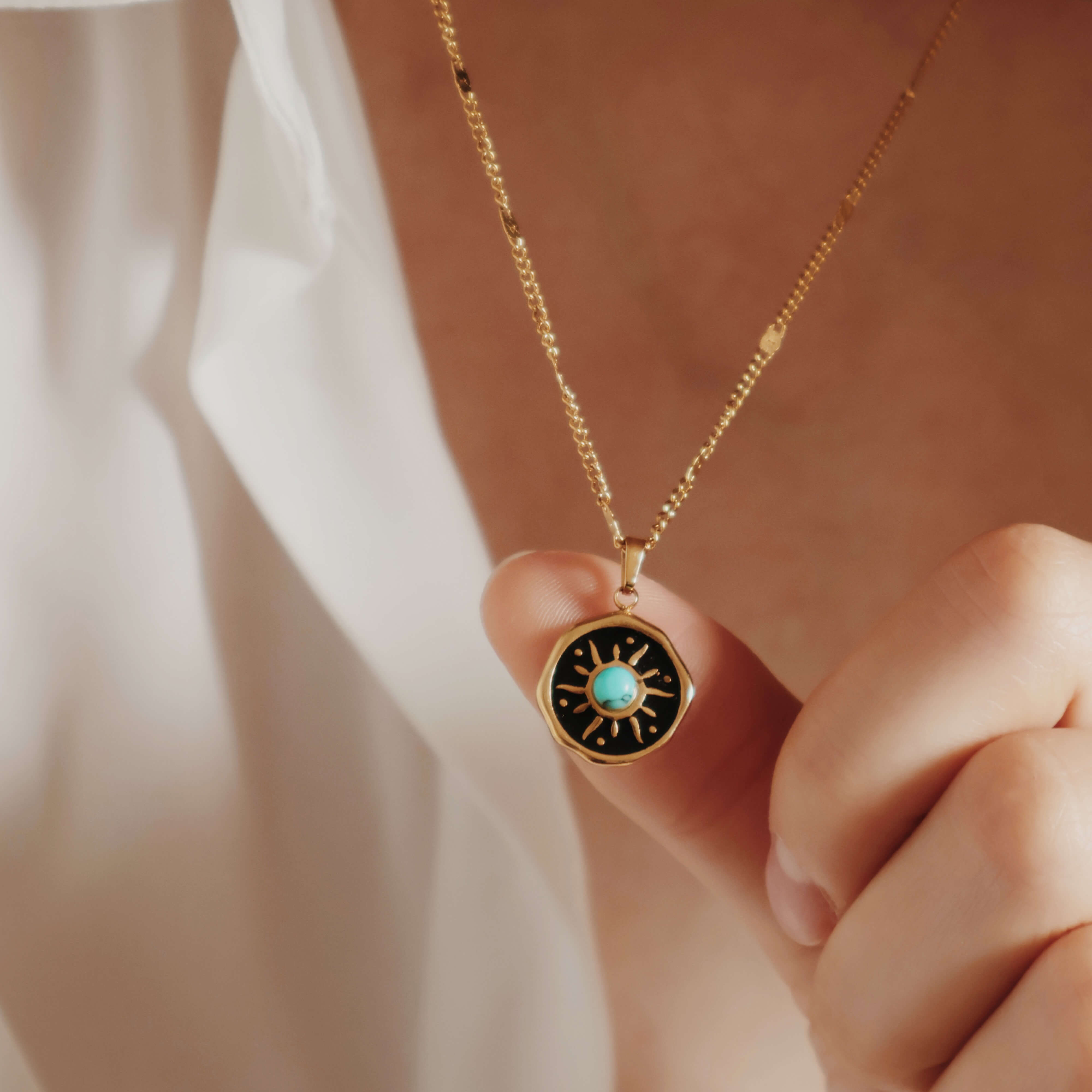 Turquoise Sun Medallion Necklace