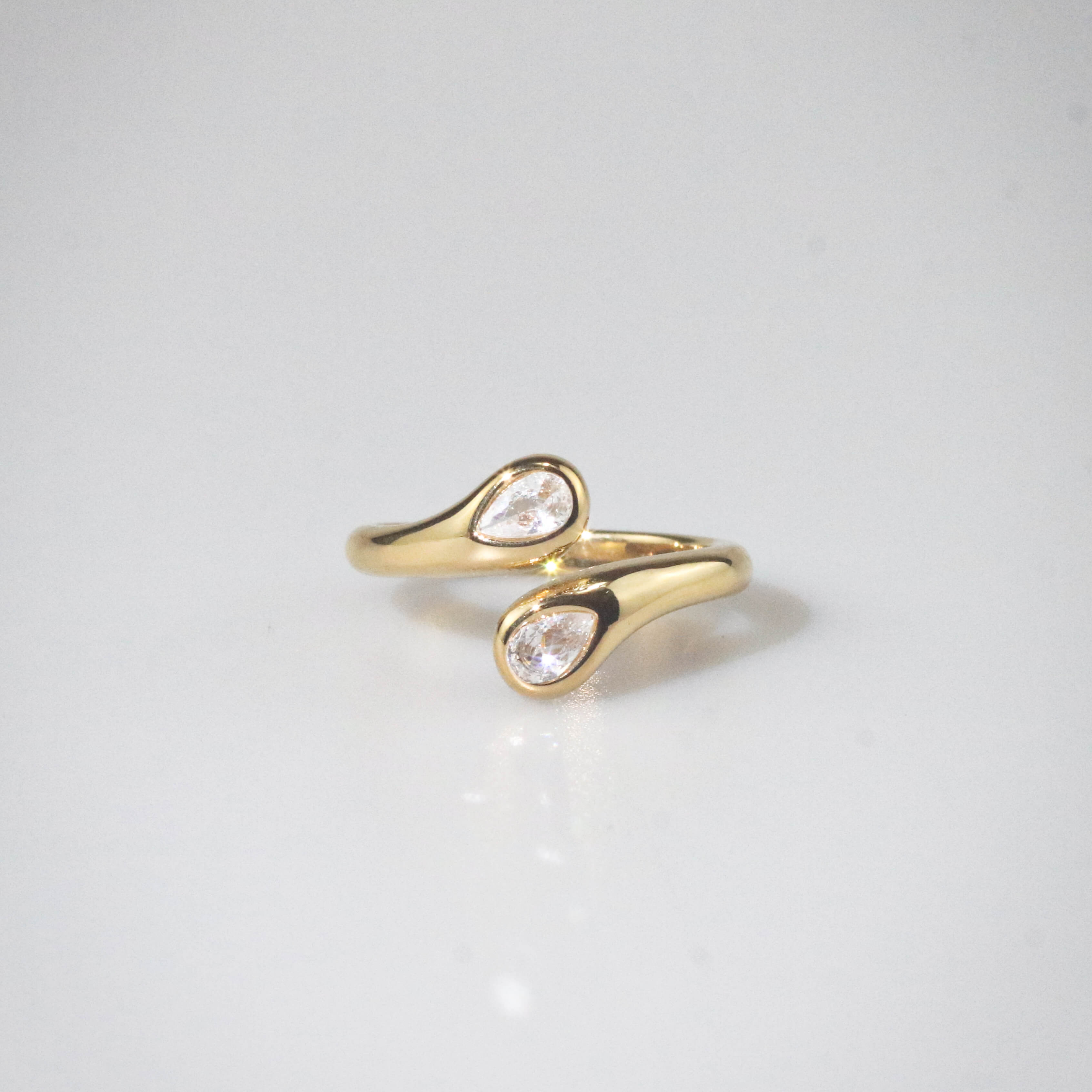 Meideya Jewelry Twin Teardrop CZ Ring