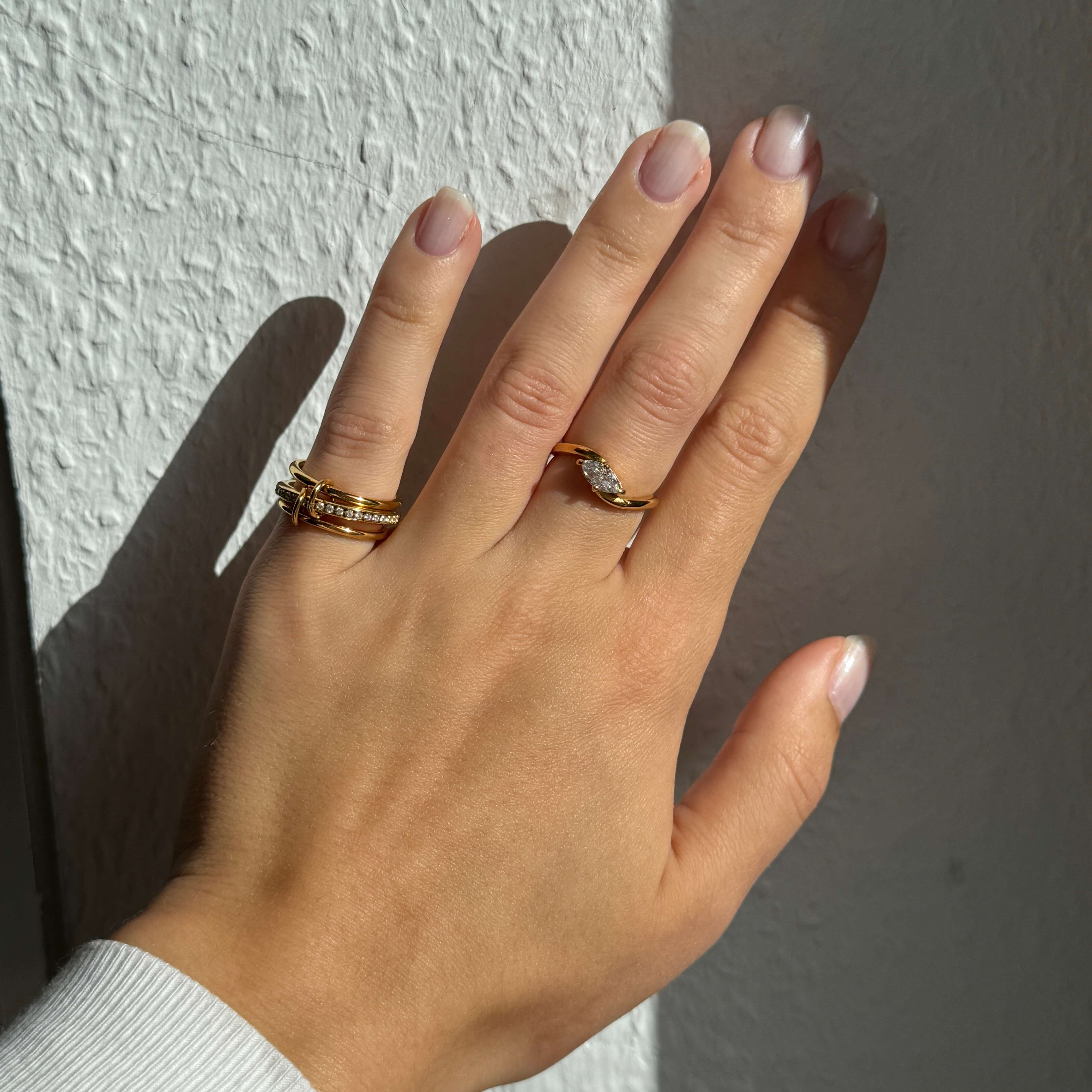 Triple Sparkle Link Ring