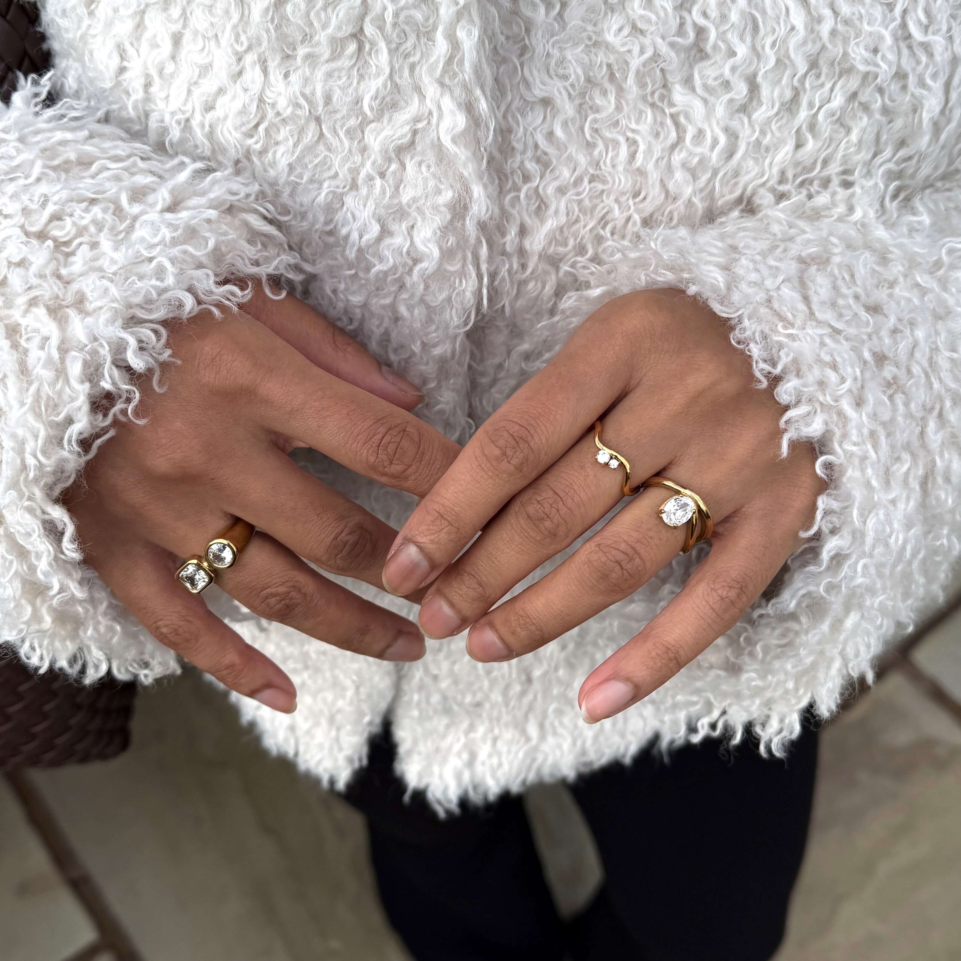 Delicate Sparkle Wave Ring