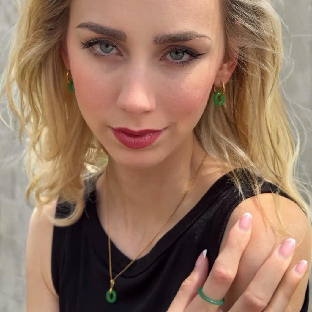 Green Jade Donut Necklace