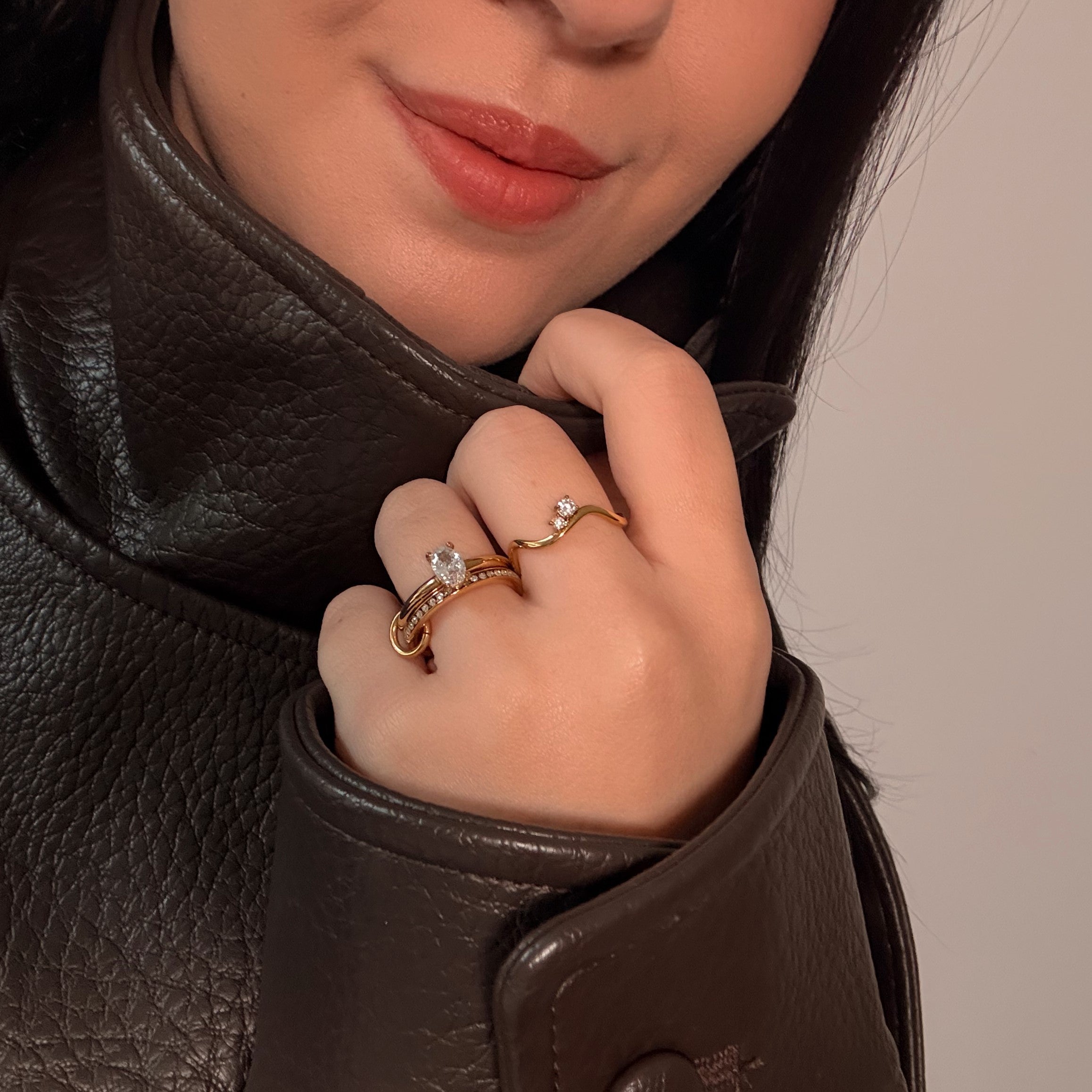 Delicate Sparkle Wave Ring