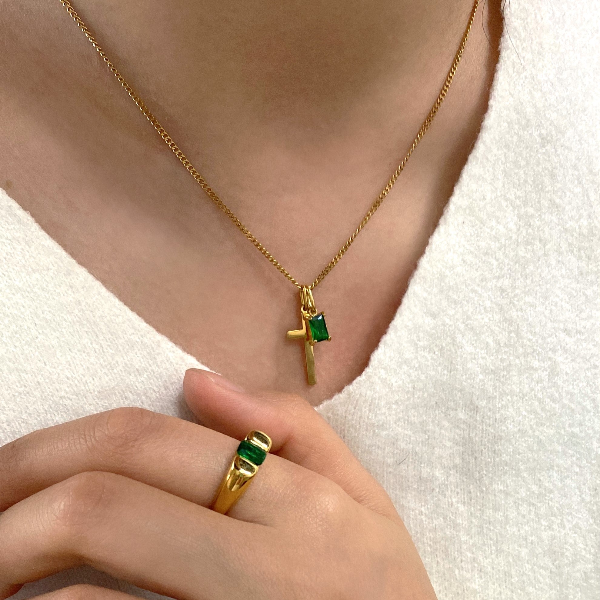 Cross and Birthstone Necklace