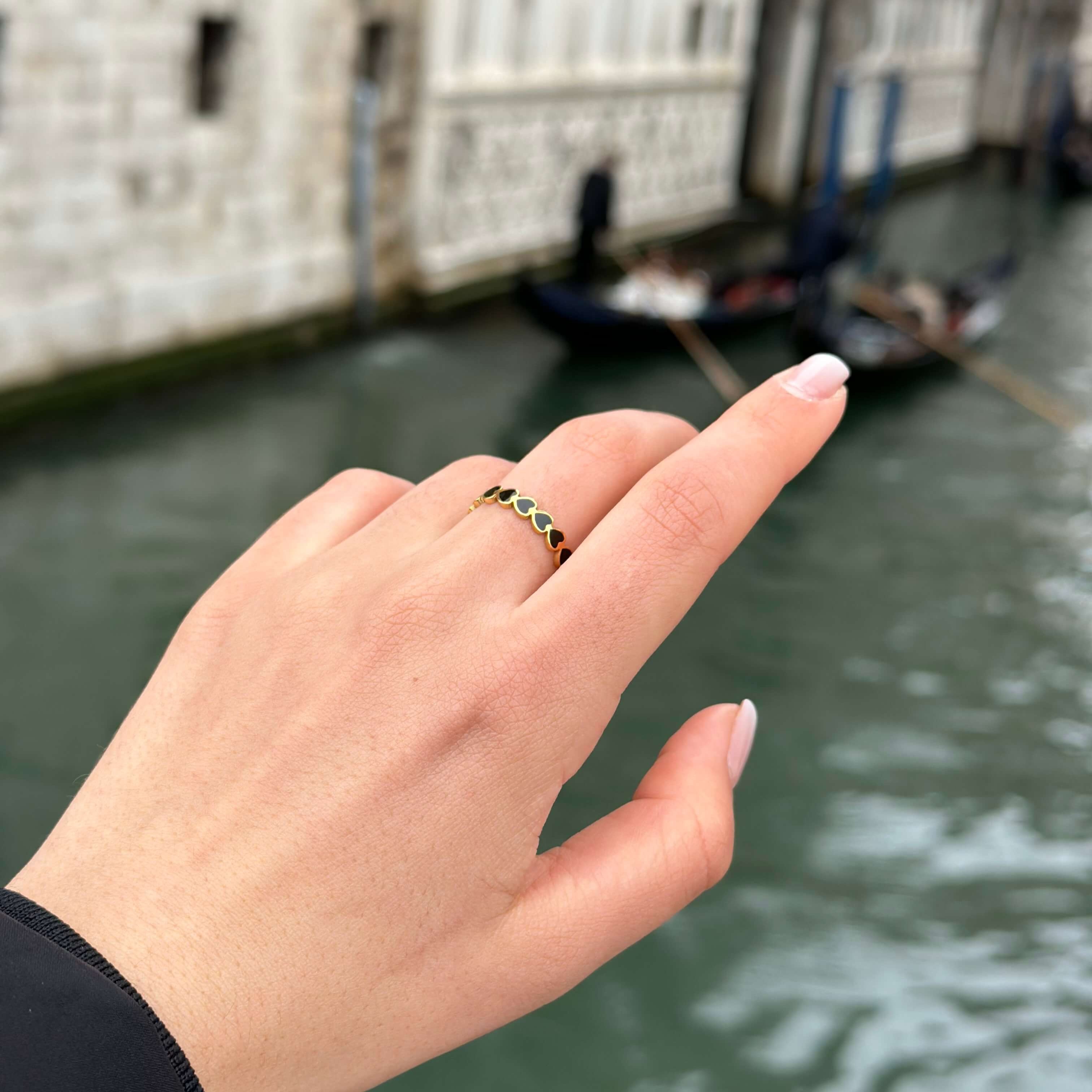 meideya jewelry black heart band ring