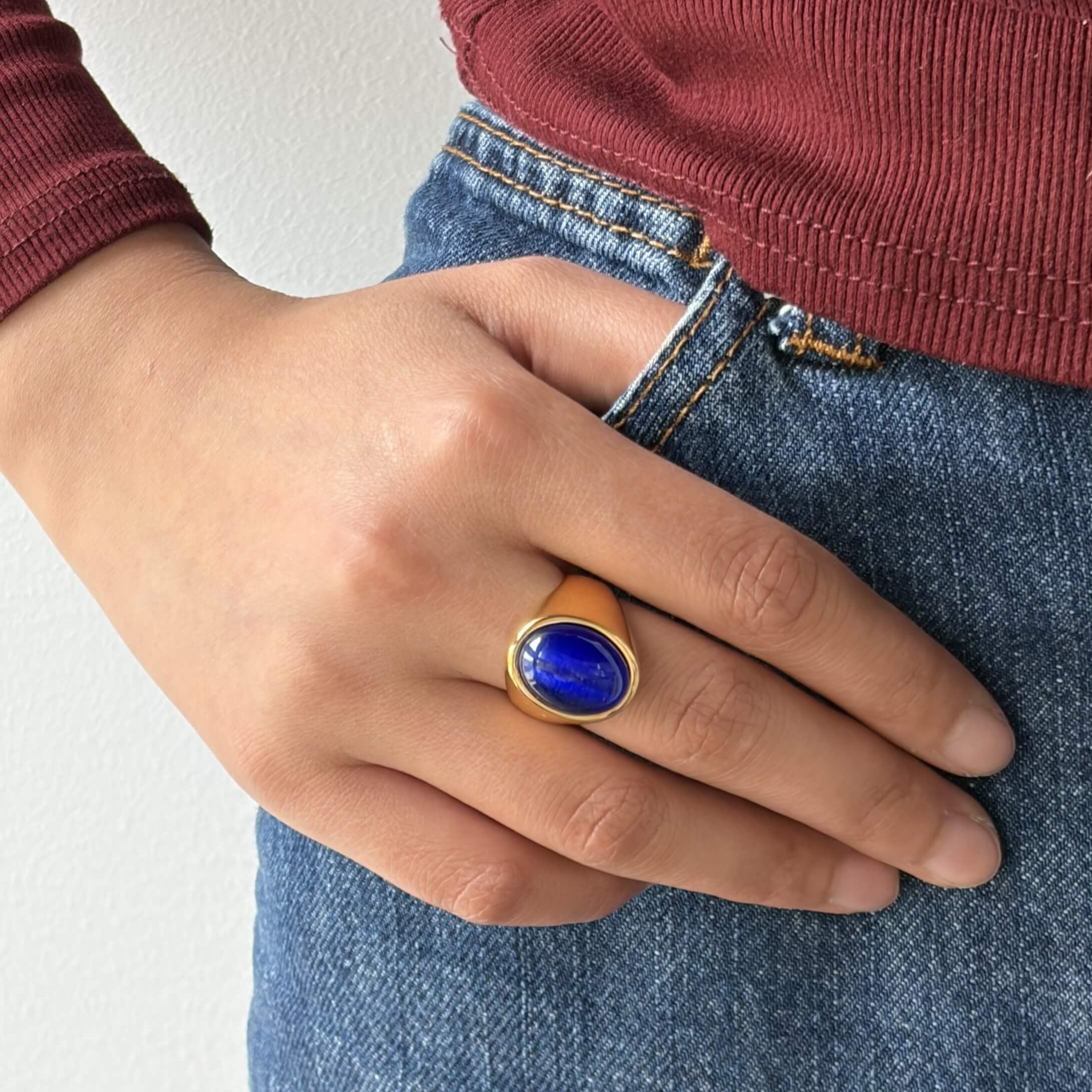 Cosmos Blue Cats Eye Ring