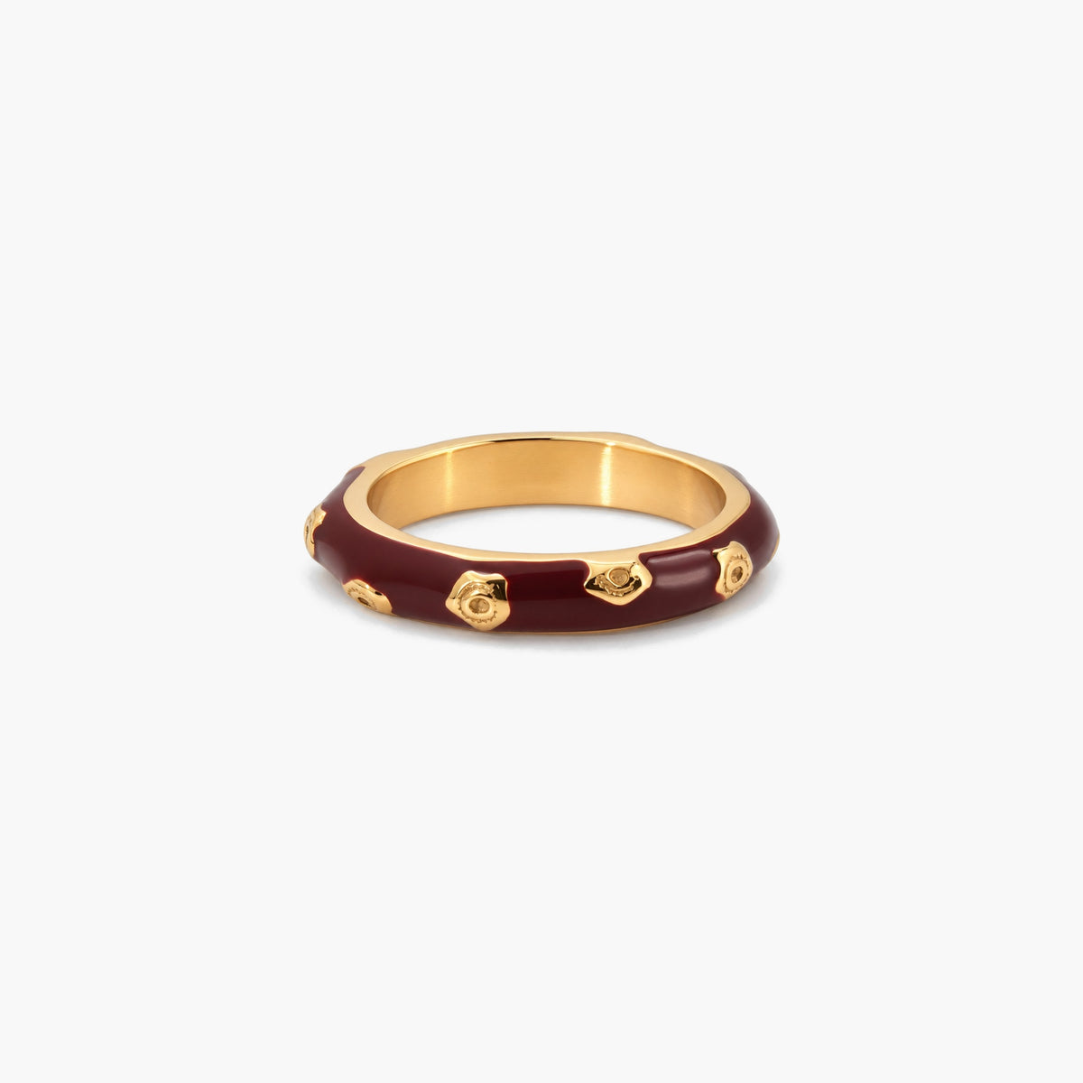 Burgundy Enamel Flower Ring