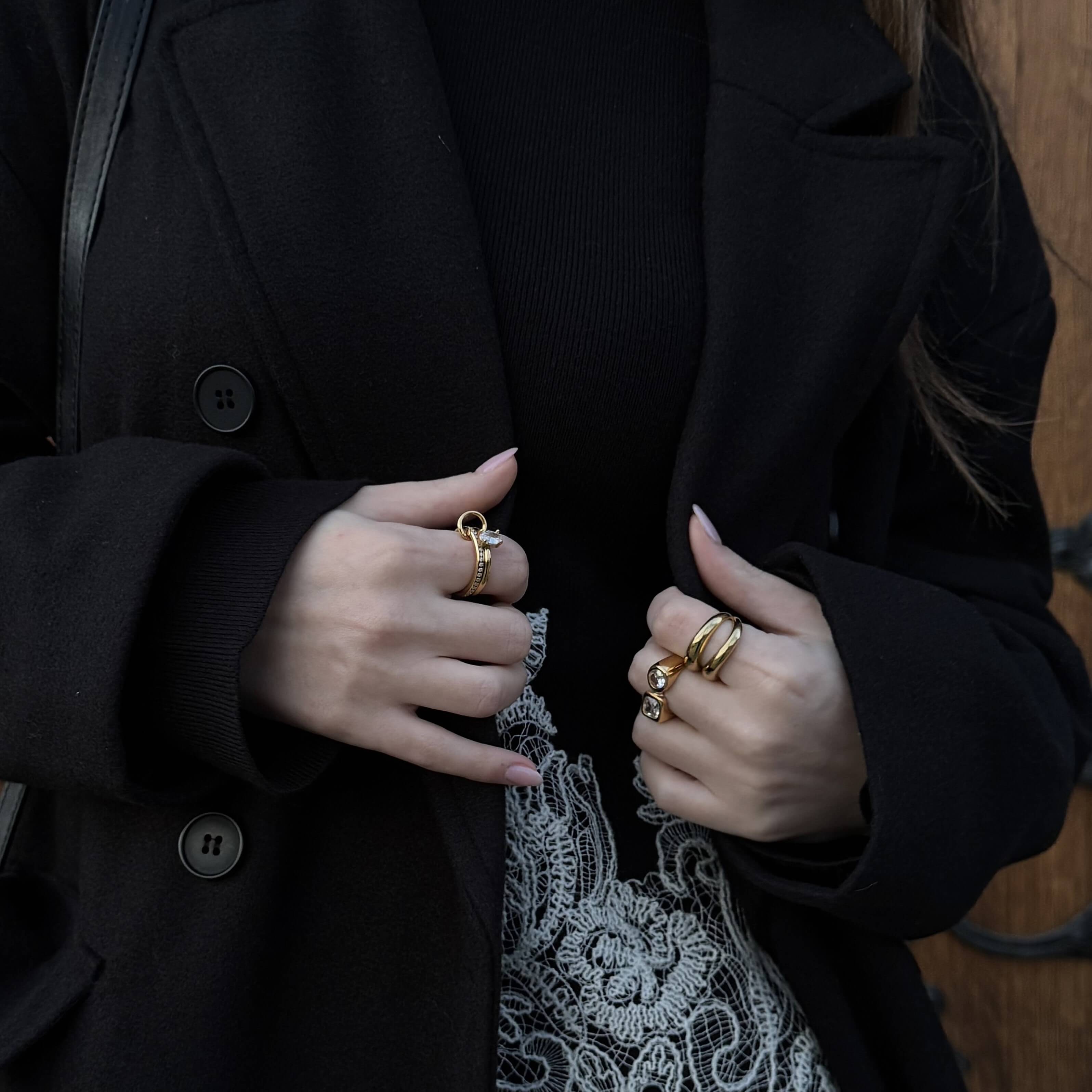 Oval Pave Duo Ring Set