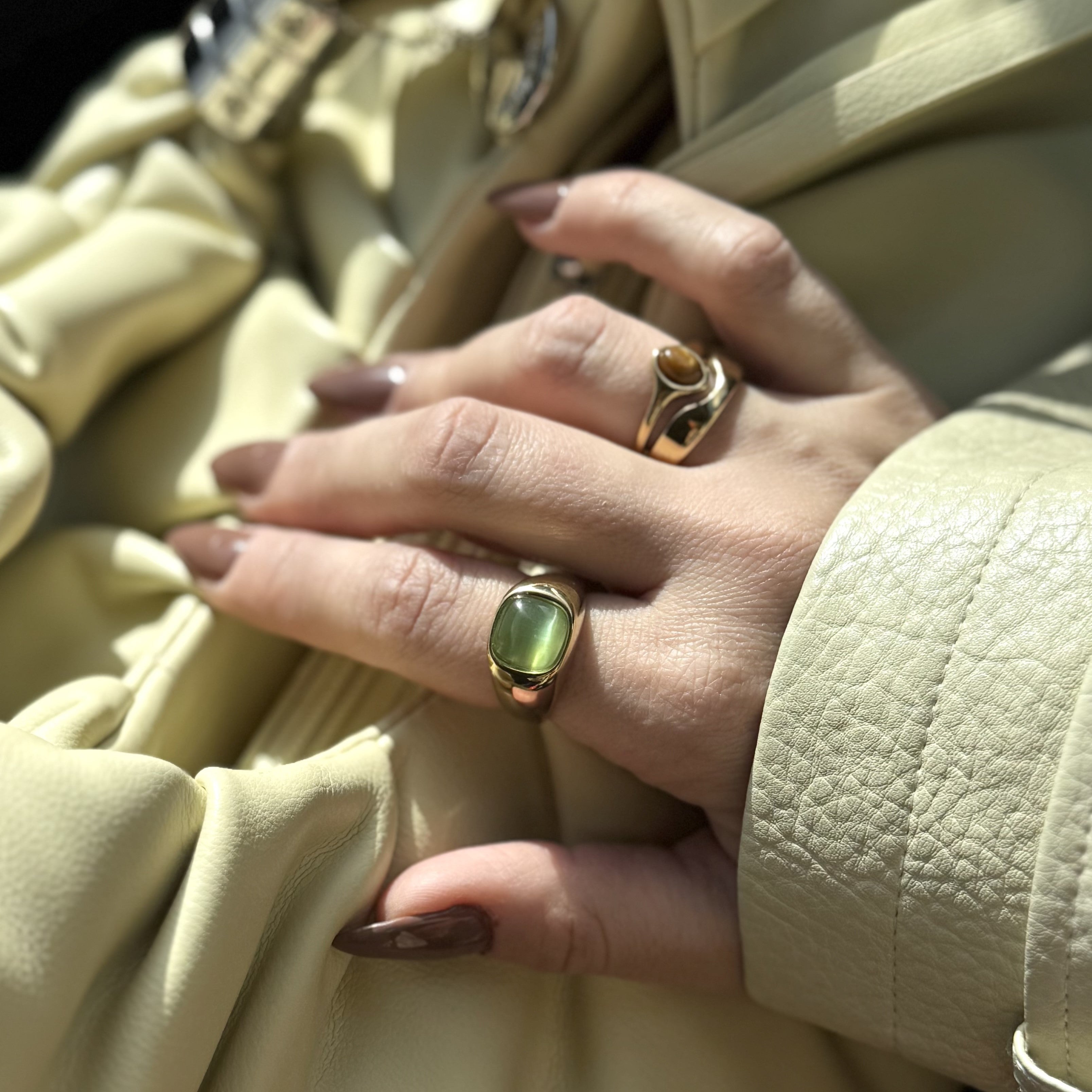 green cats eye signet ring