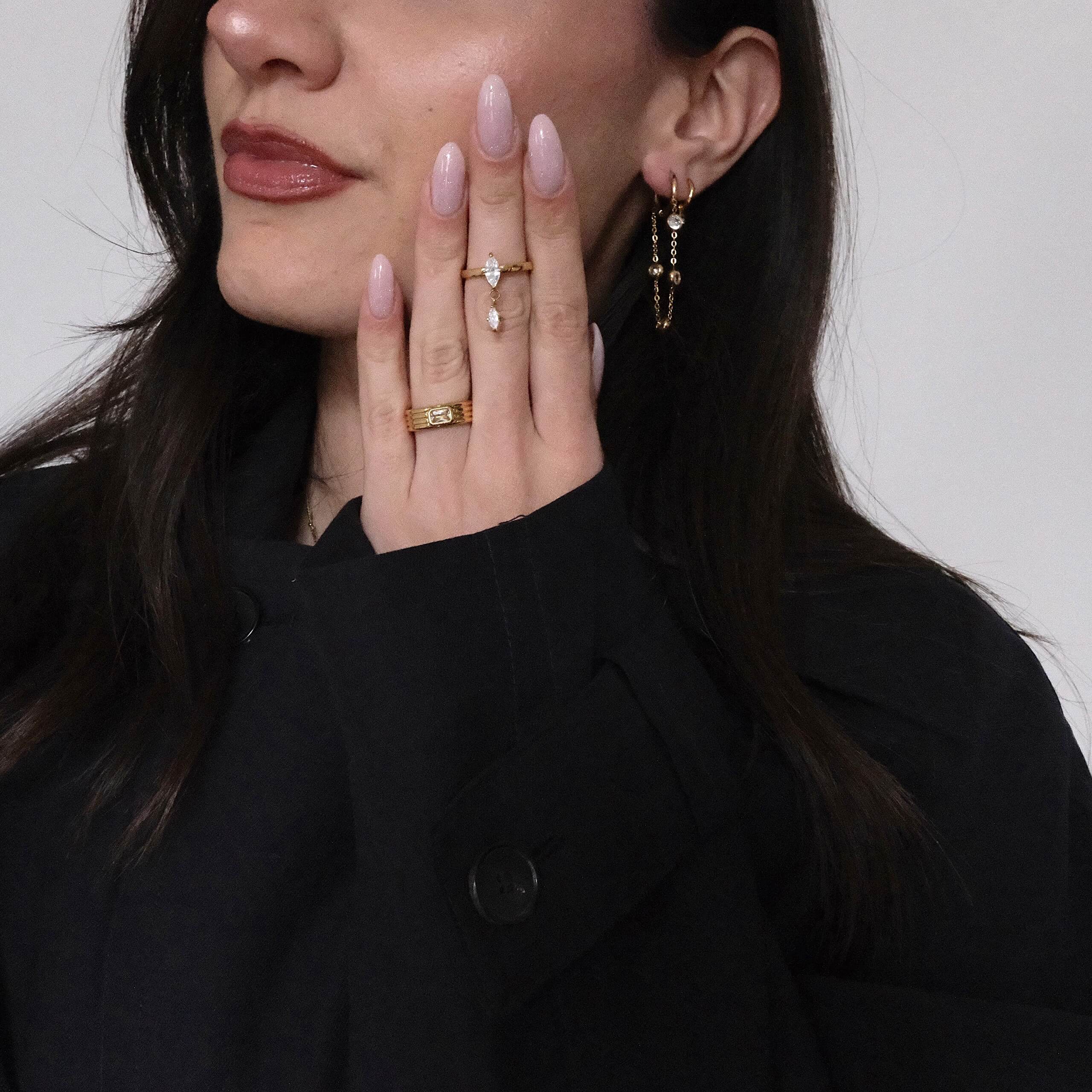 Crystal Chain Hoop Earrings