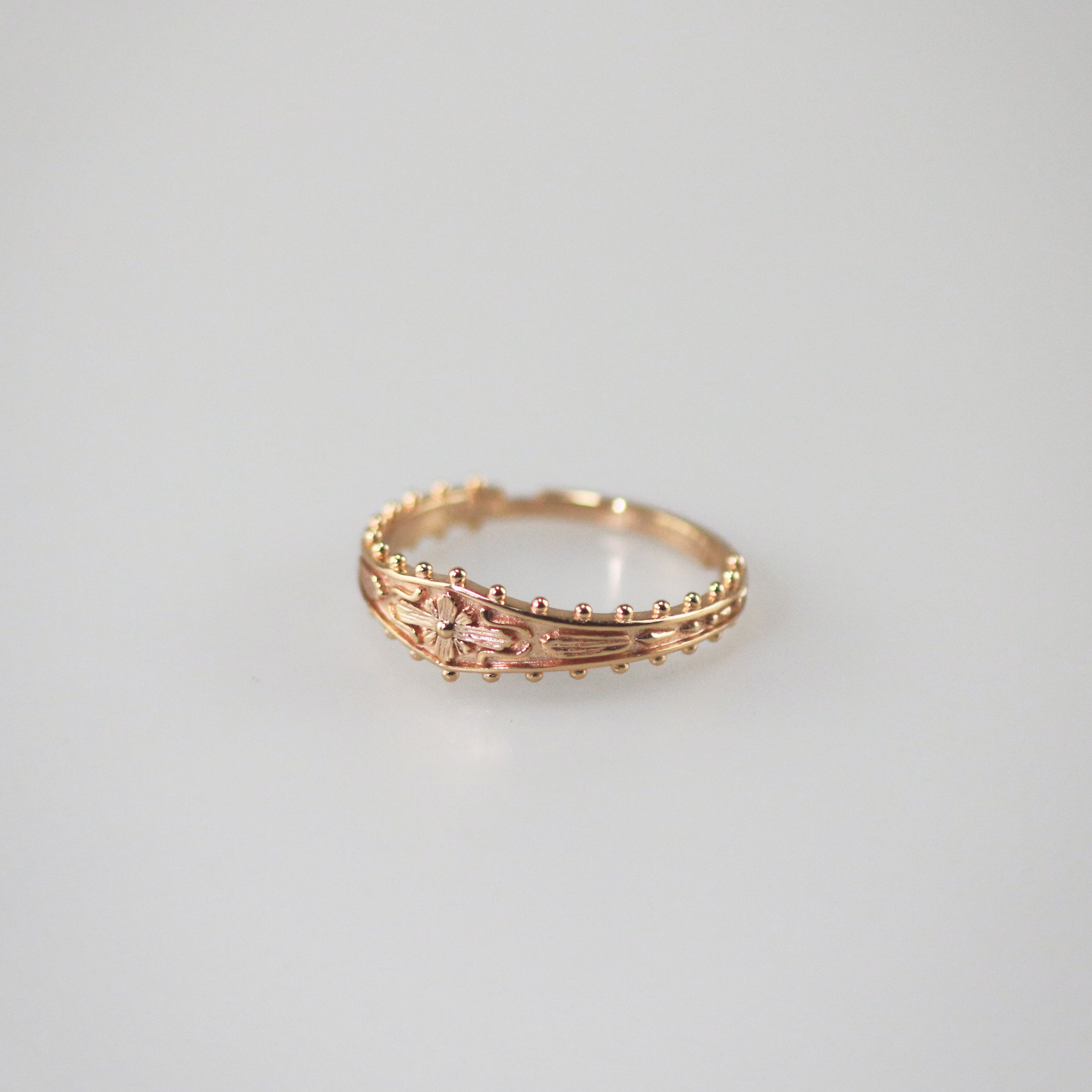 Meideya jewelry Victorian Engraved Ring Adjustable gold