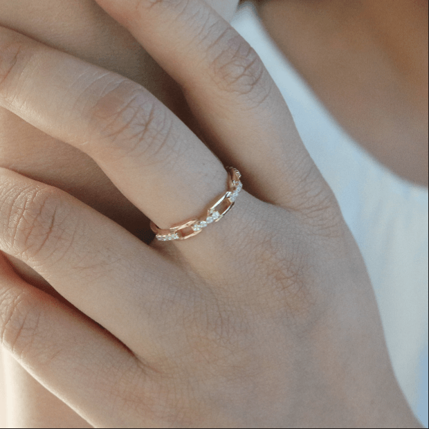 Half Link Sparkle Ring