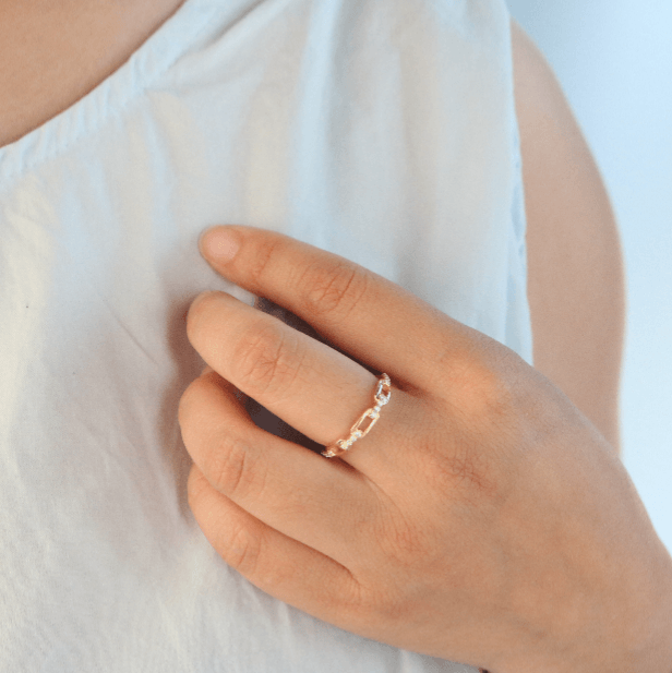 Half Link Sparkle Ring