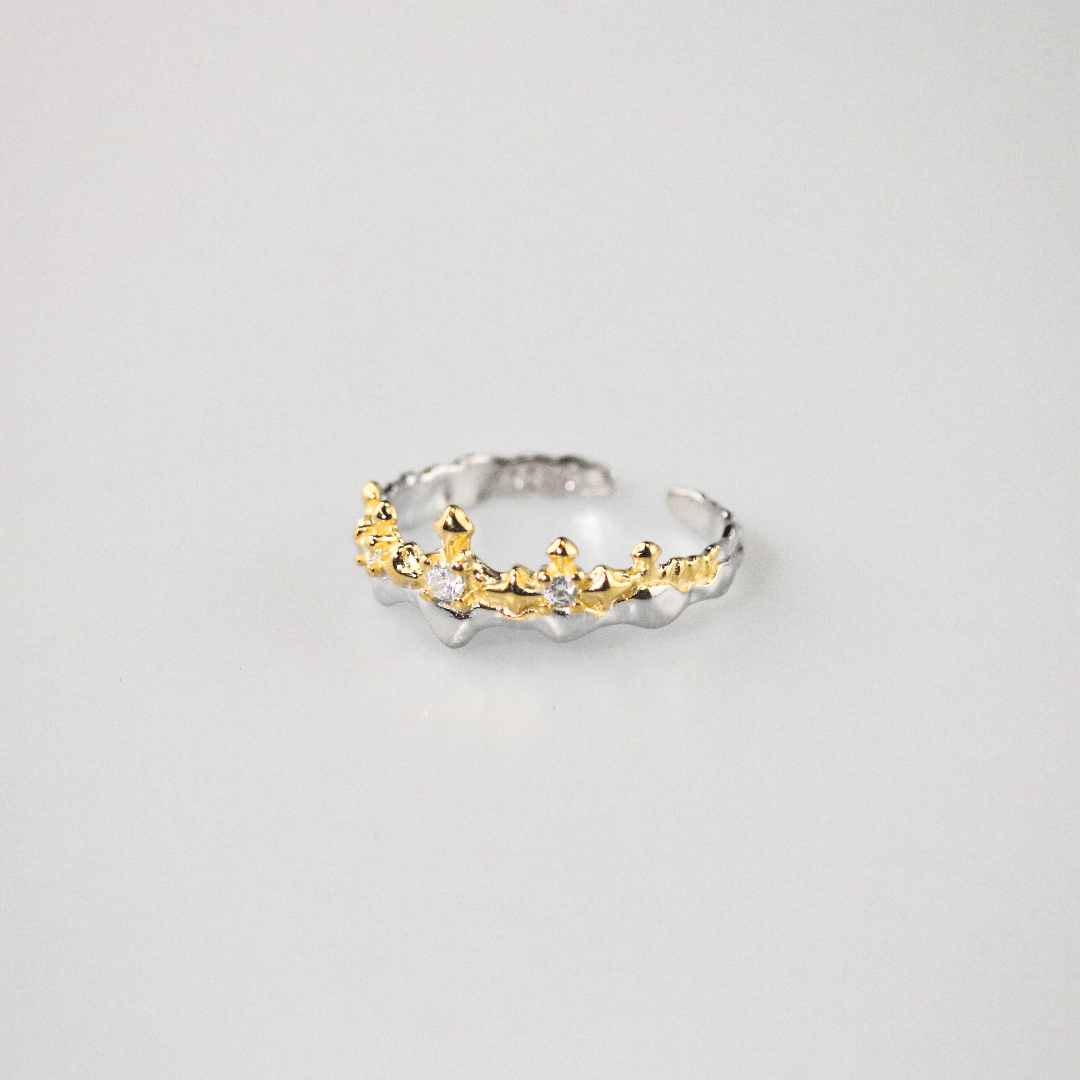 meideya jewelry crown spark ring two-tone