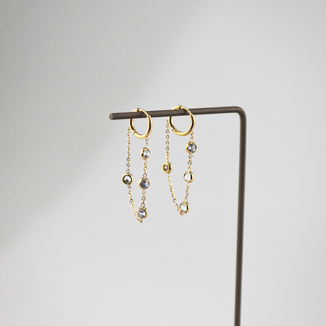 crystal chain hoop earrings