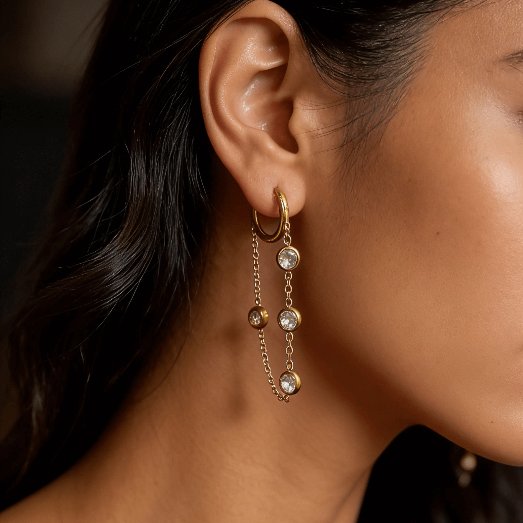 Crystal Chain Hoop Earrings