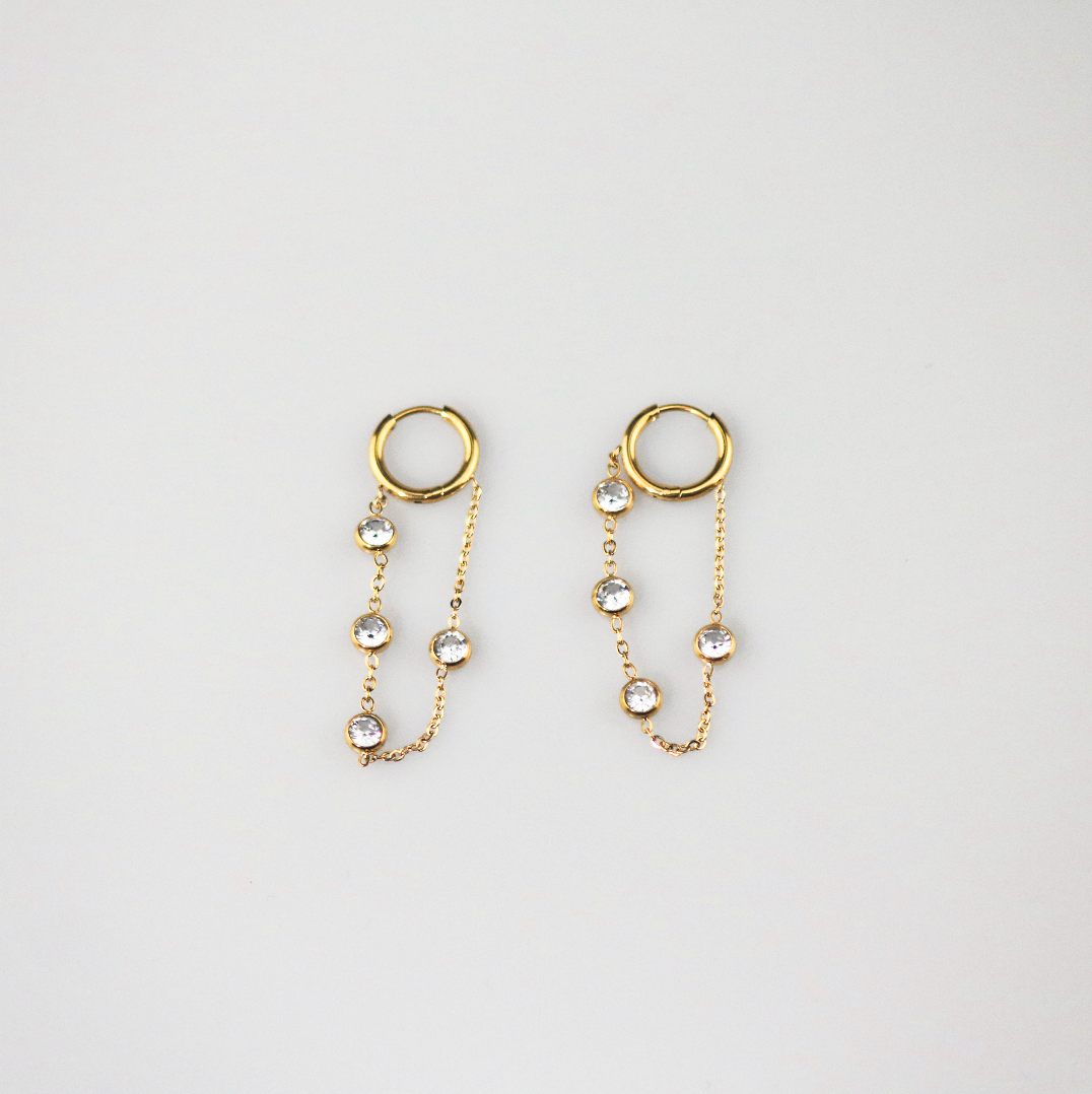 crystal chain hoop earrings