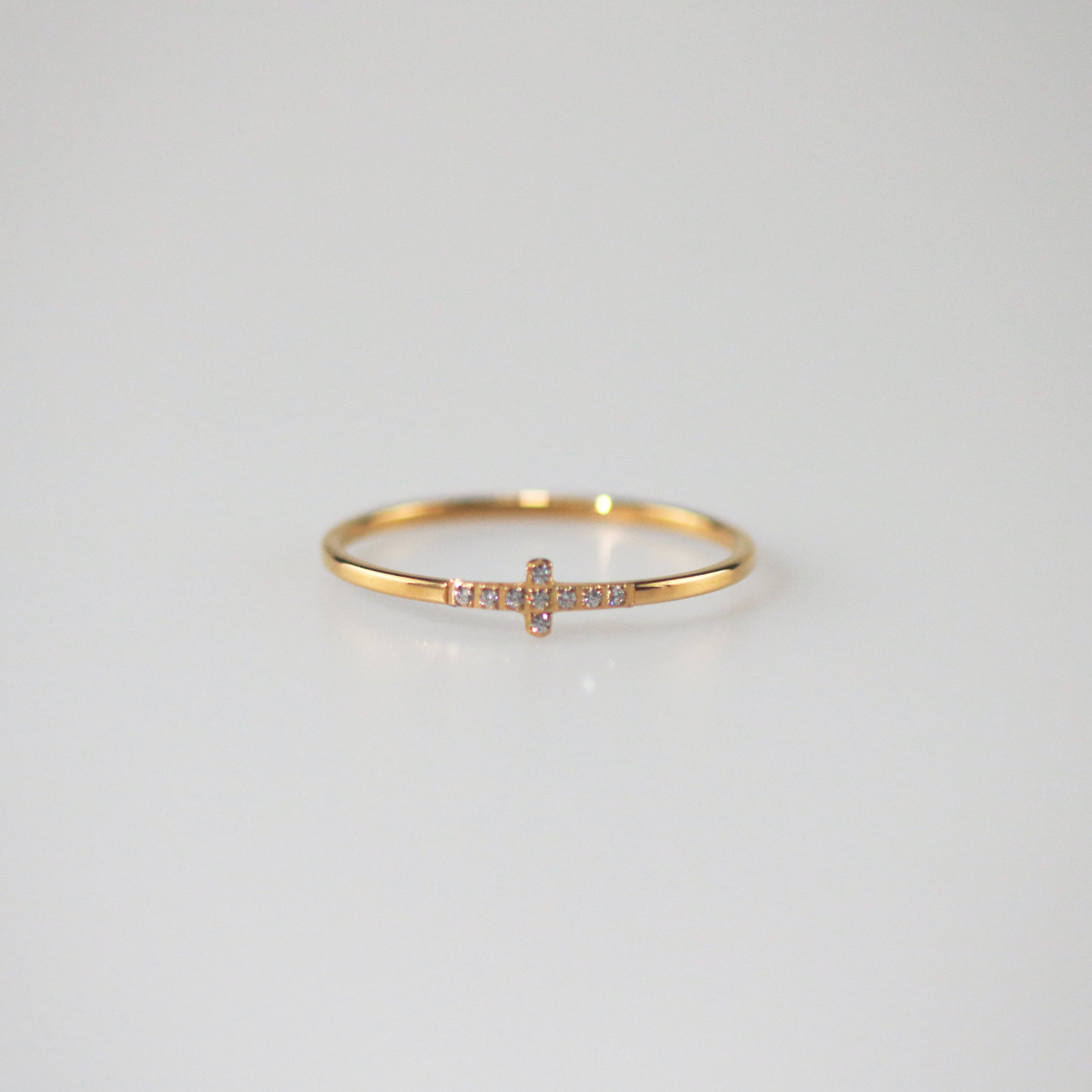 Meideya Jewelry Delicate Pave Cross Ring