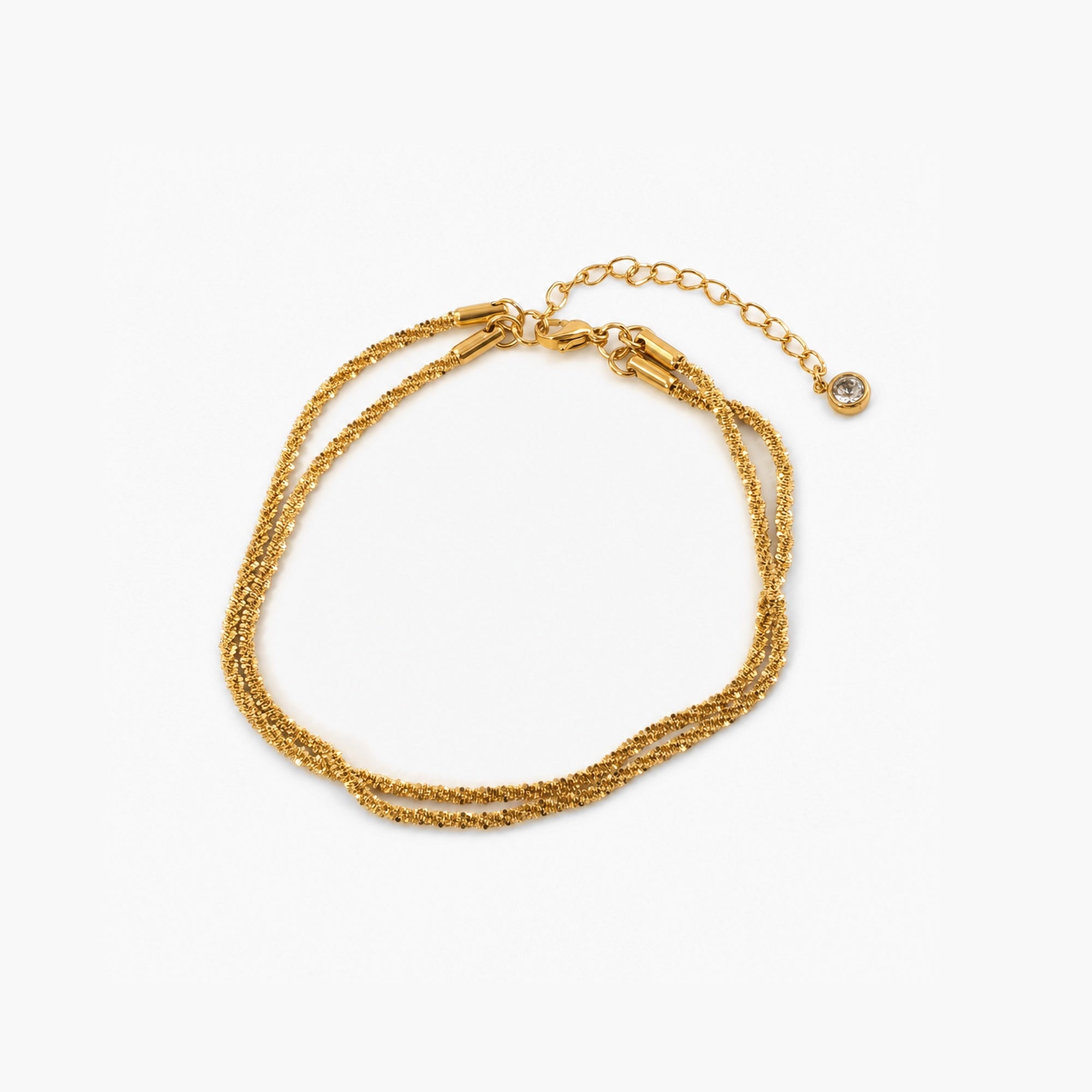 Double Layer Diamond-Cut Anklet