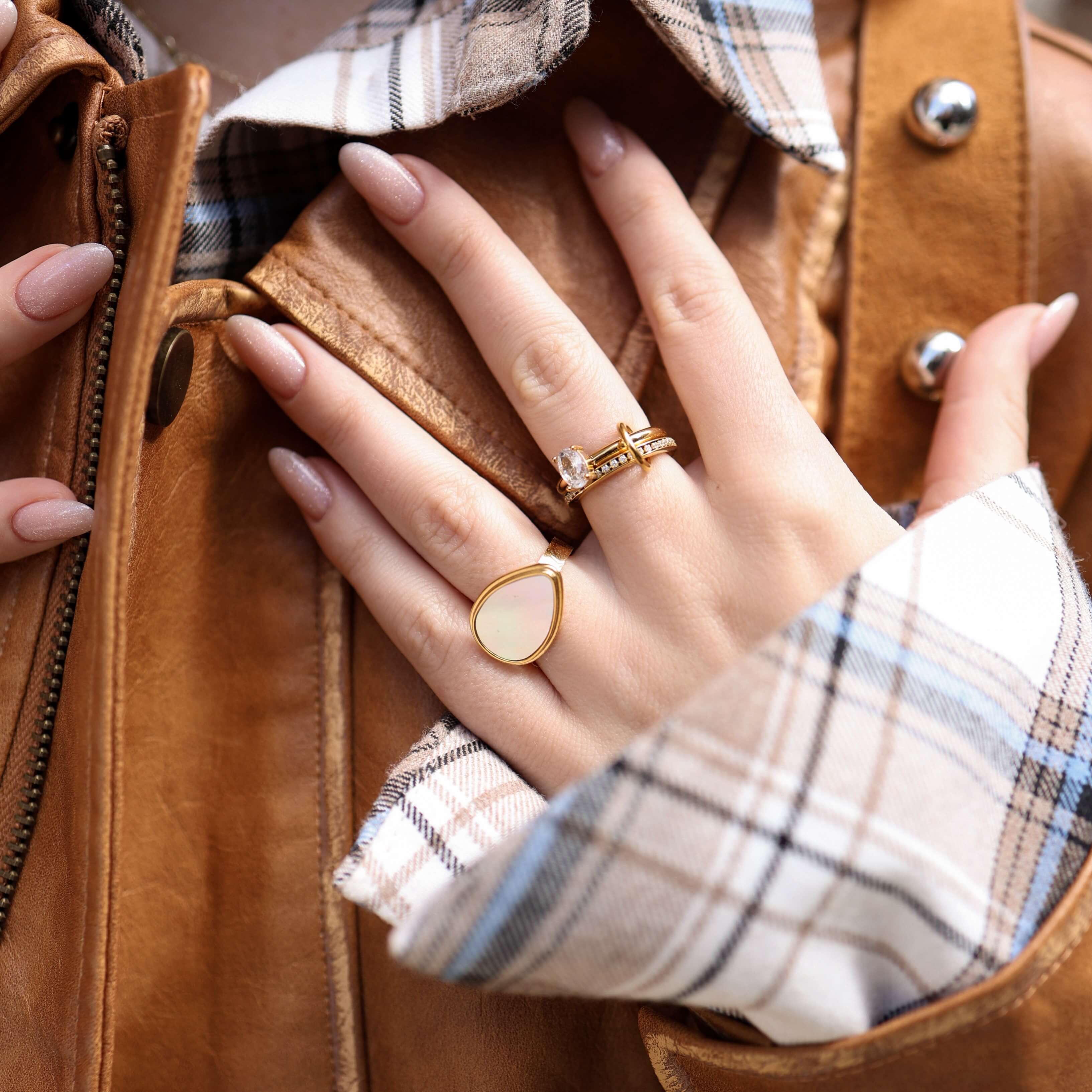 Oval Pave Duo Ring Set