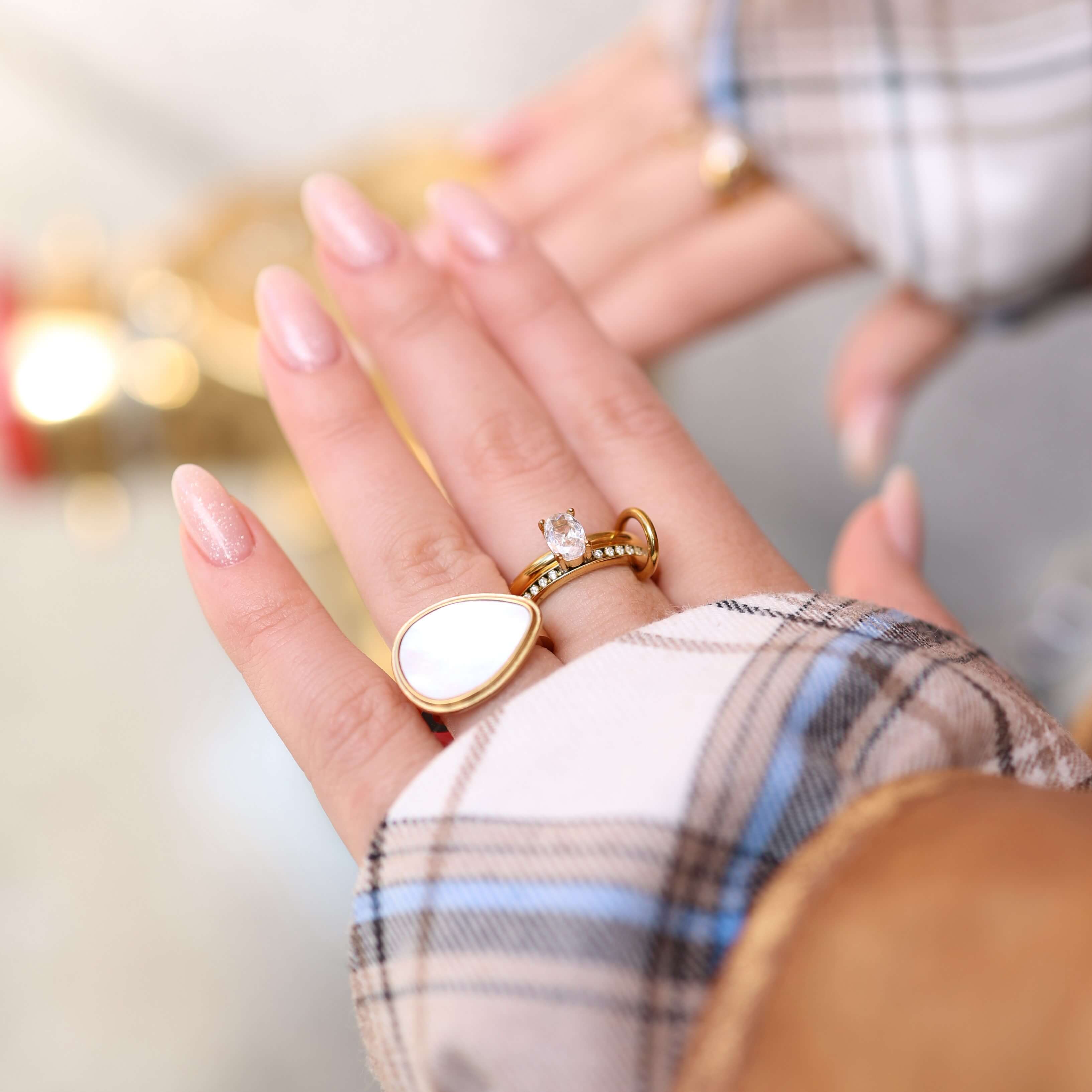 Oval Pave Duo Ring Set