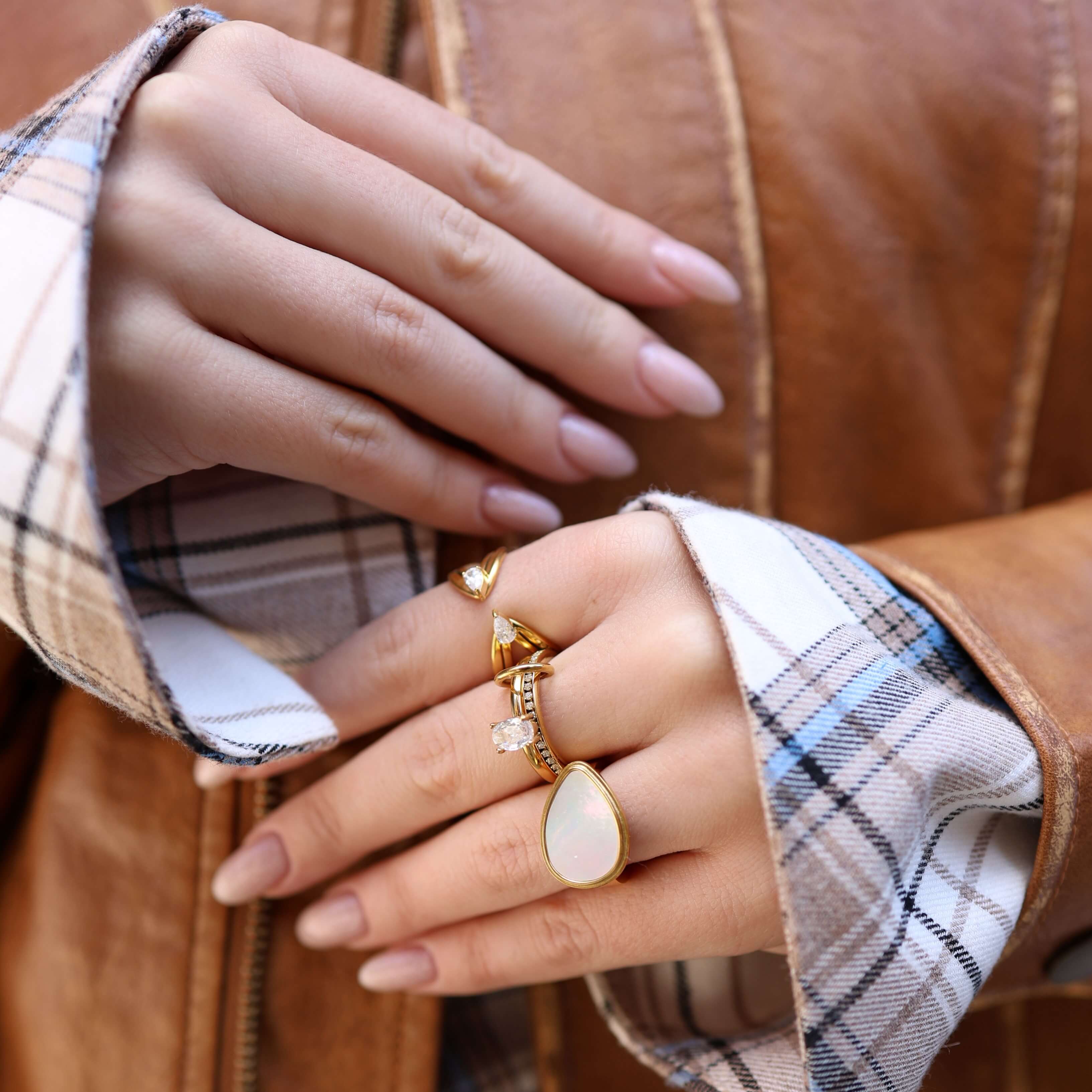 Oval Pave Duo Ring Set