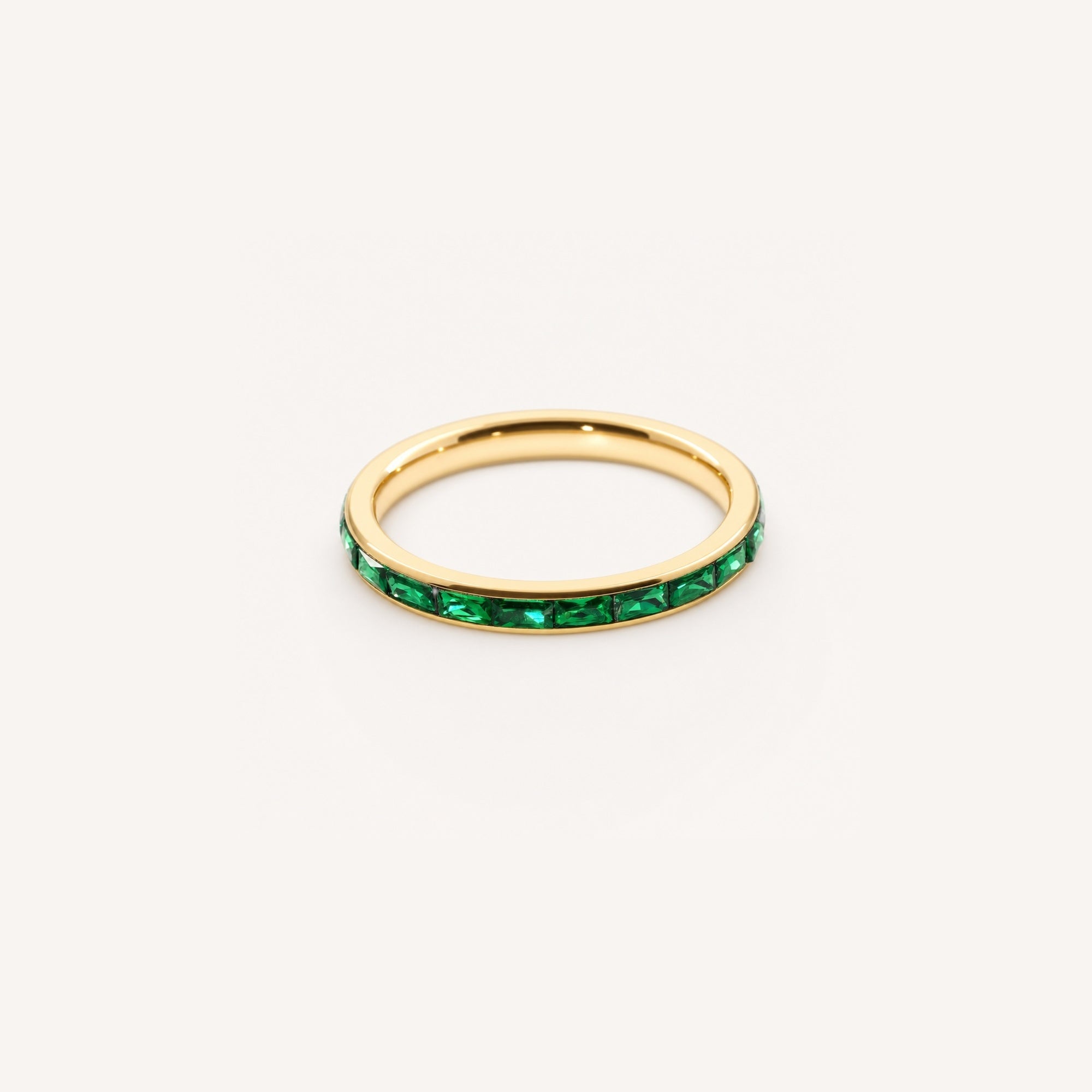 Emerald Slim Band Ring