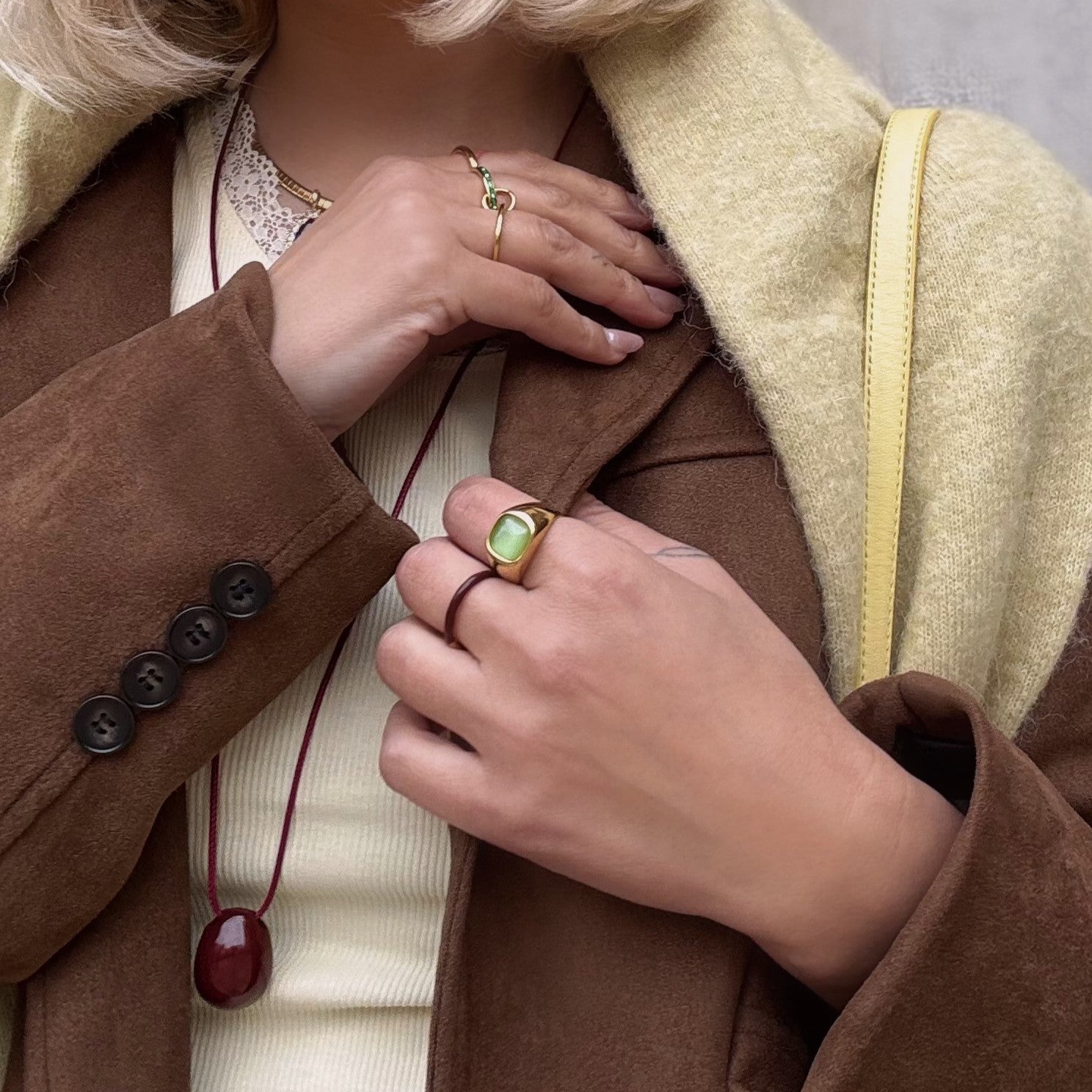 Green Cats Eye Signet Ring